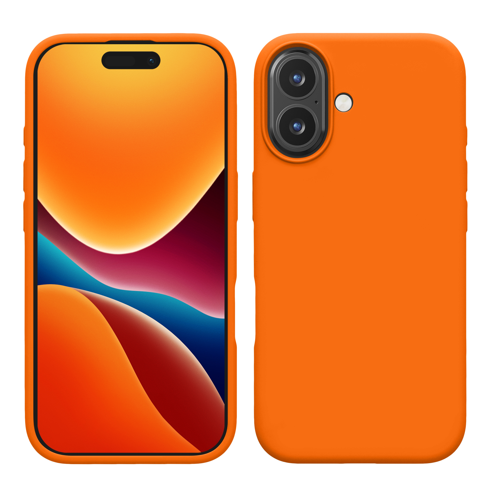 Gummierte Silikon Hülle für Apple iPhone 16 Plus in Fruity Orange