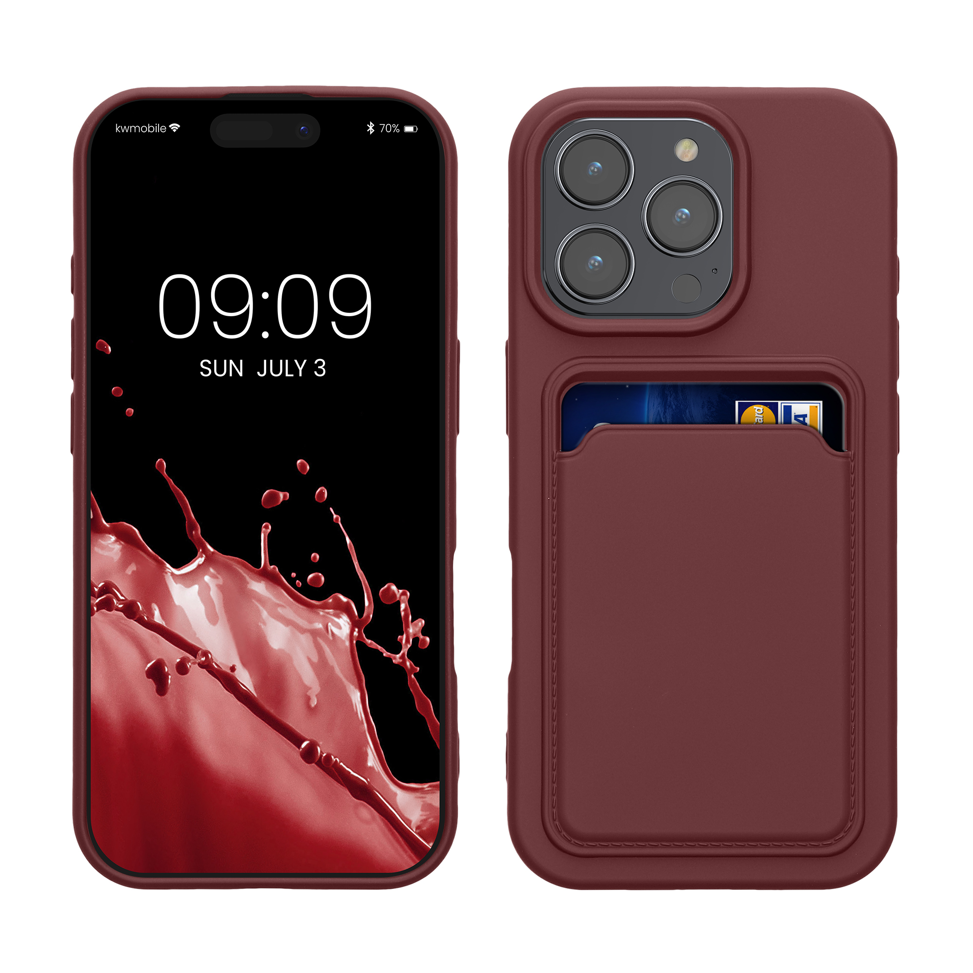 TPU Hülle mit Kartenfach für Apple iPhone 16 Pro Tawny Red