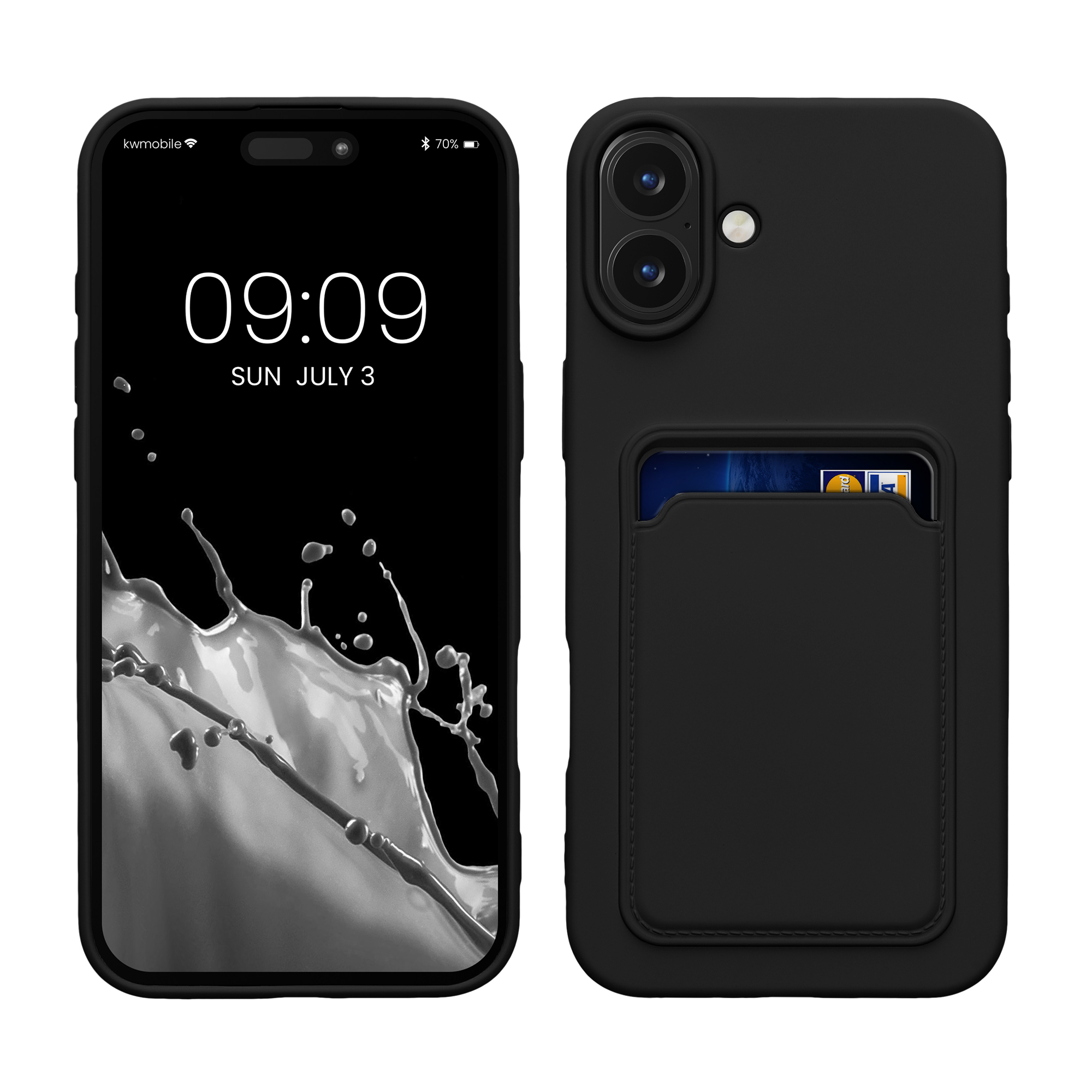 TPU Hülle mit Kartenfach für Apple iPhone 16 Plus Schwarz