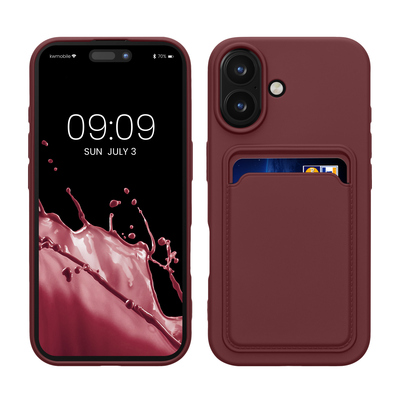 TPU Hülle mit Kartenfach für Apple iPhone 16 Tawny Red