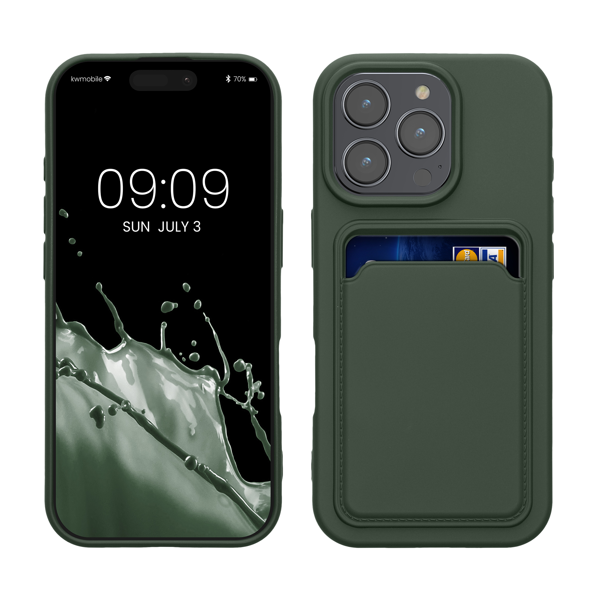 TPU Hülle mit Kartenfach für Apple iPhone 16 Pro Dunkelgrün