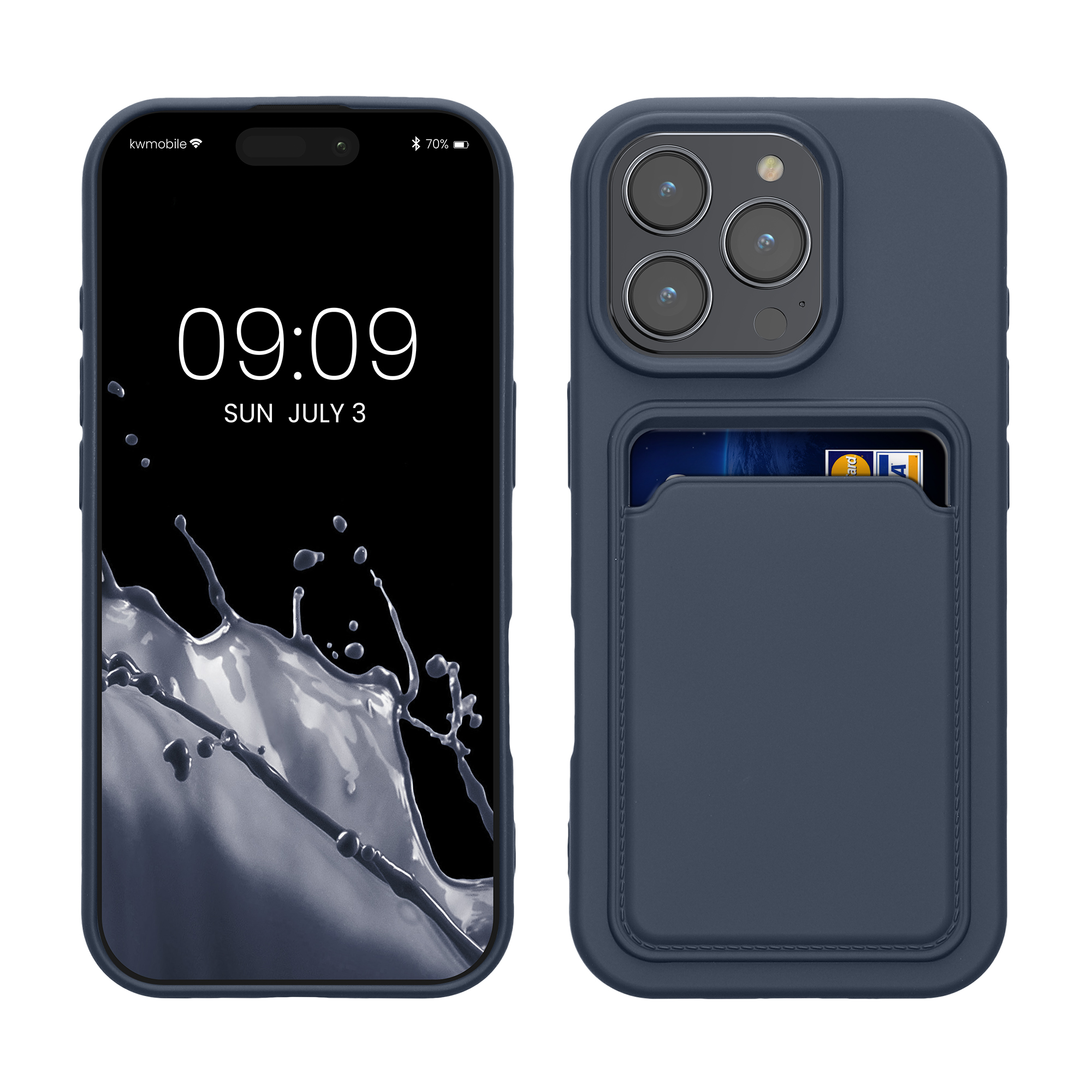 TPU Hülle mit Kartenfach für Apple iPhone 16 Pro Dunkelblau