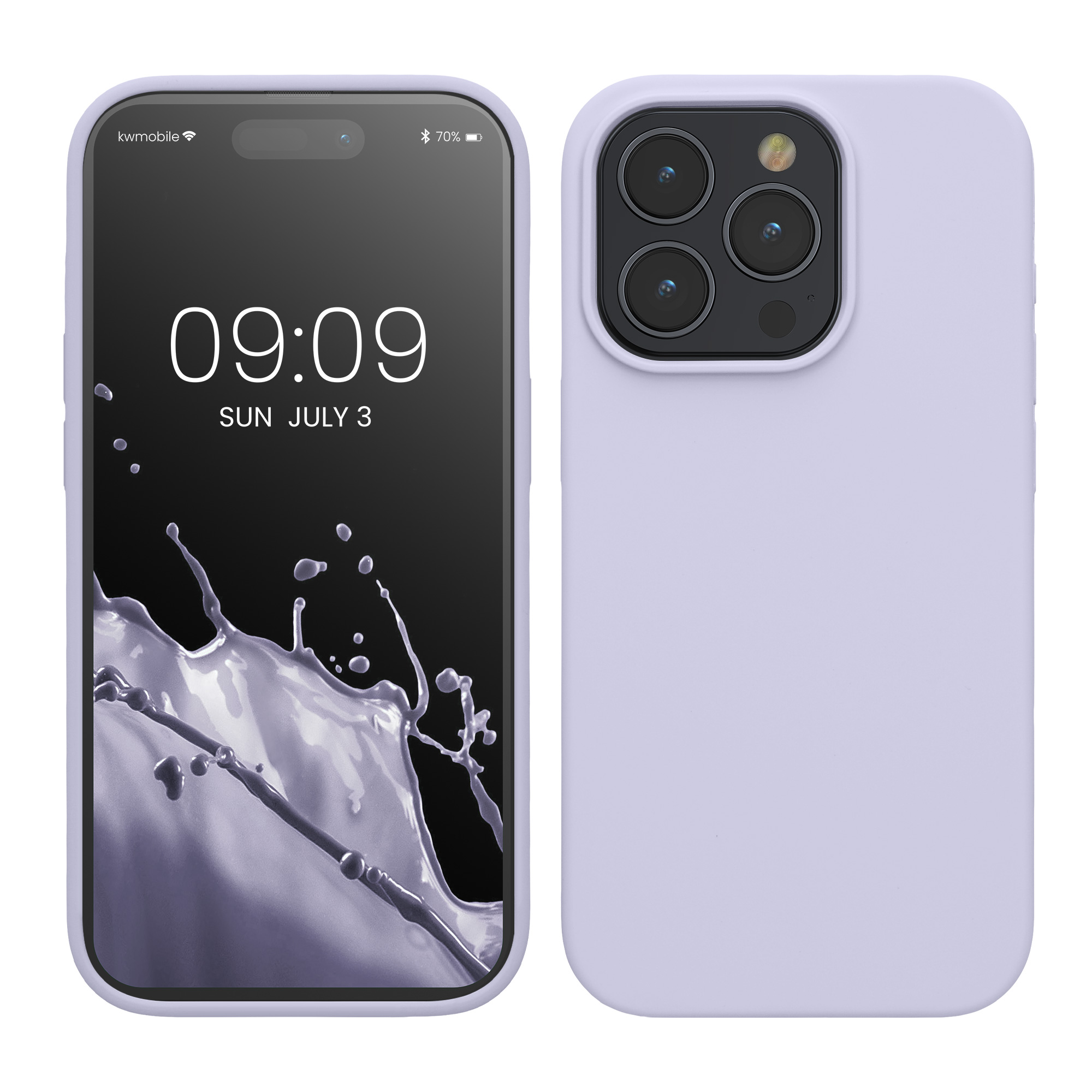 Gummierte Silikon Hülle für Apple iPhone 15 Pro in Pastell Lavendel