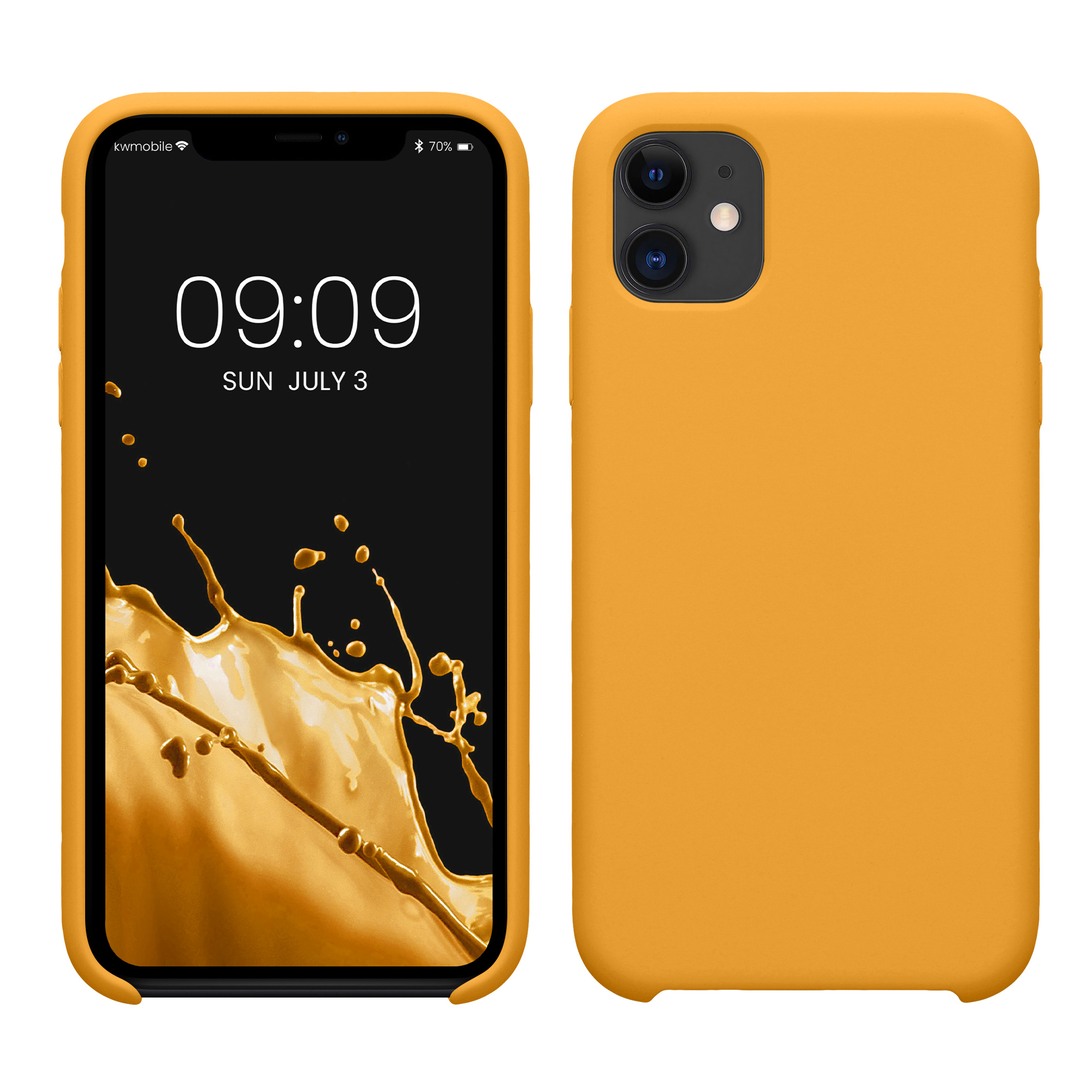 Gummierte Silikon Hülle für Apple iPhone 11 in Mango