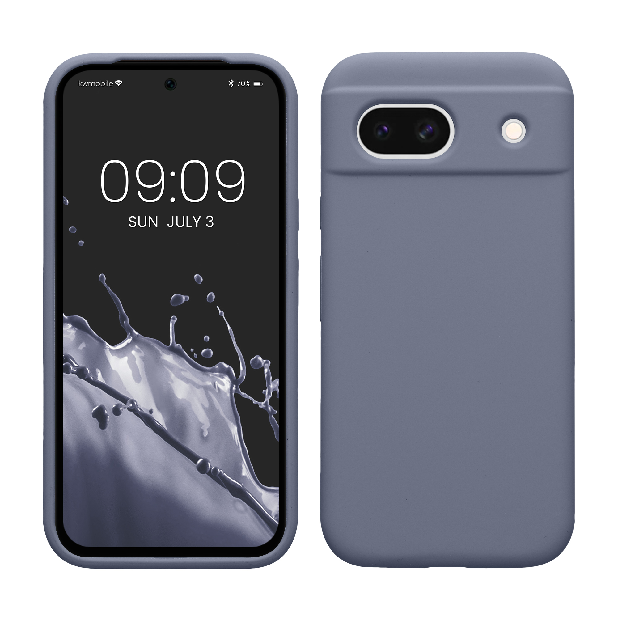 Gummierte Silikon Hülle für Google Pixel 8a in Blaugrau