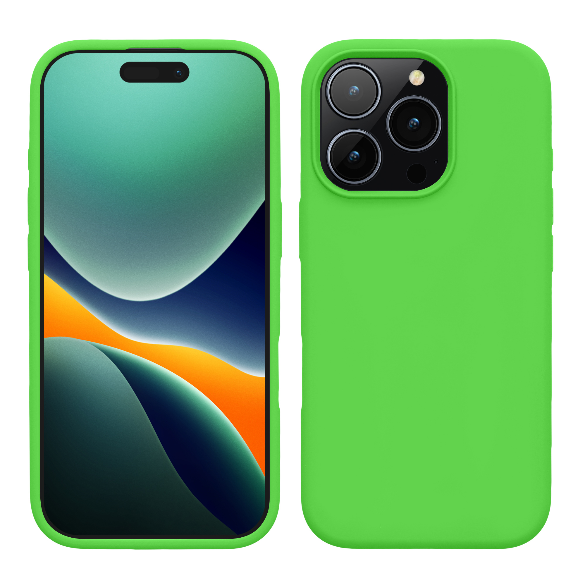 Gummierte Silikon Hülle für Apple iPhone 16 Pro in Limettengrün