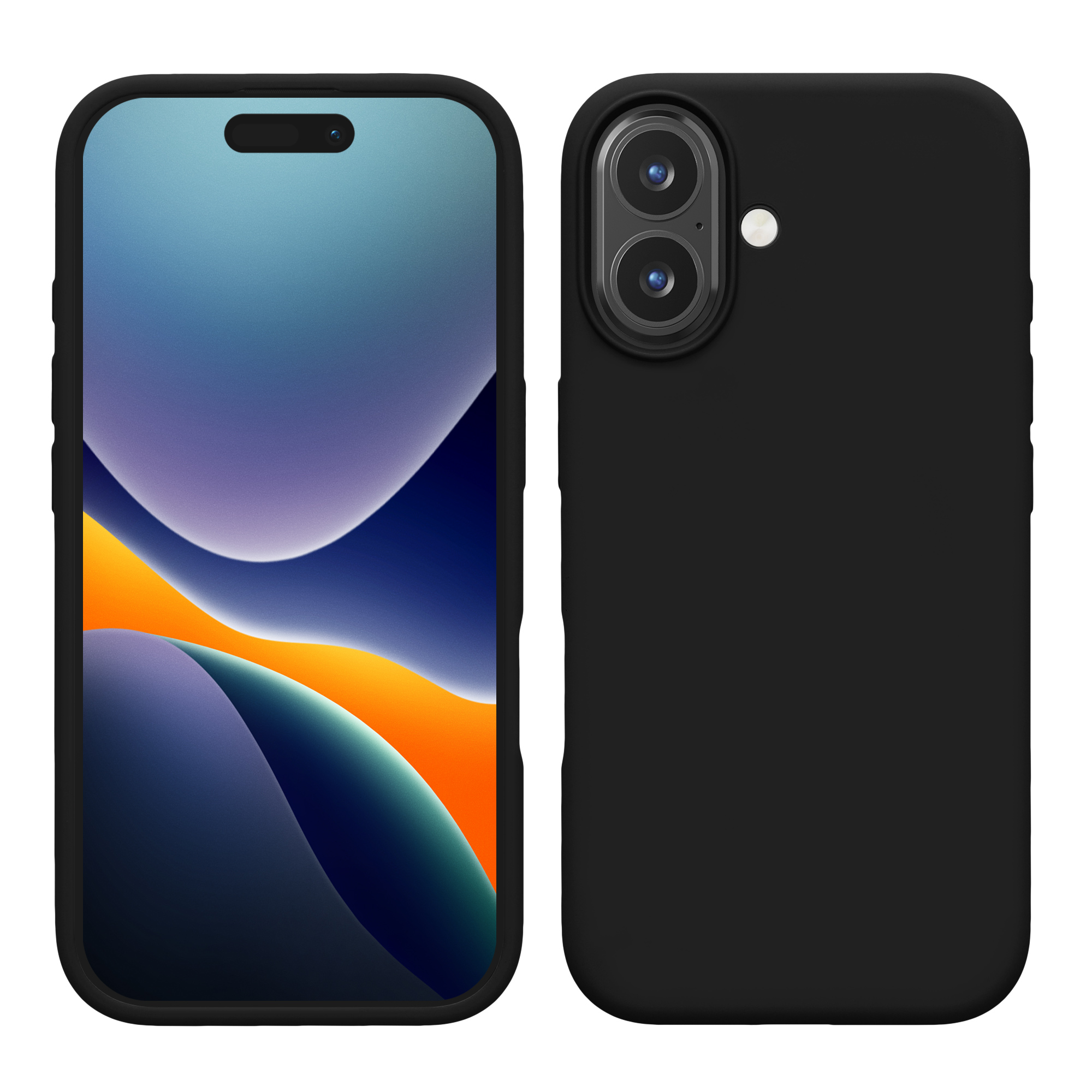 Gummierte Silikon Hülle für Apple iPhone 16 Plus in Schwarz