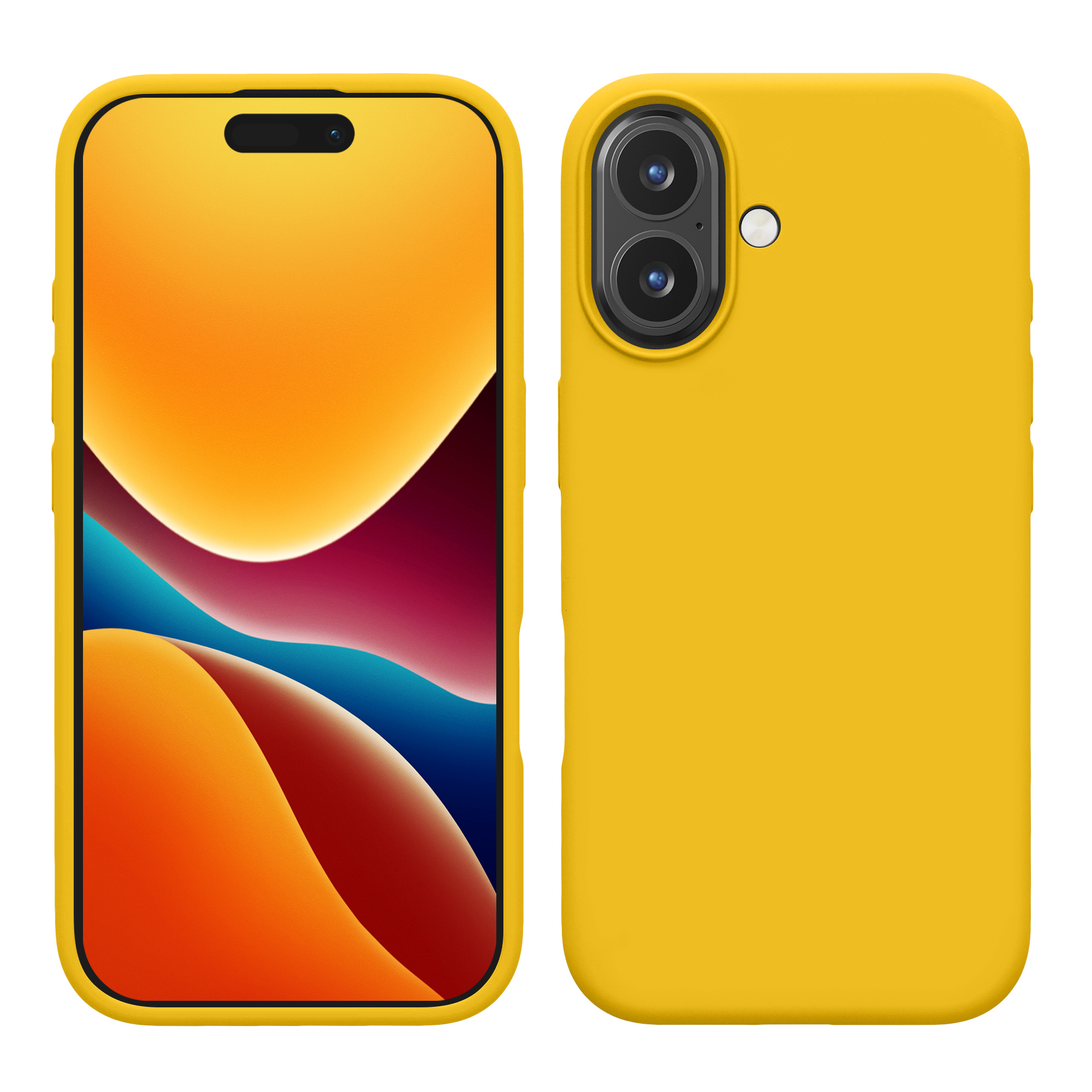 Gummierte Silikon Hülle für Apple iPhone 16 Plus in Strahlend Gelb