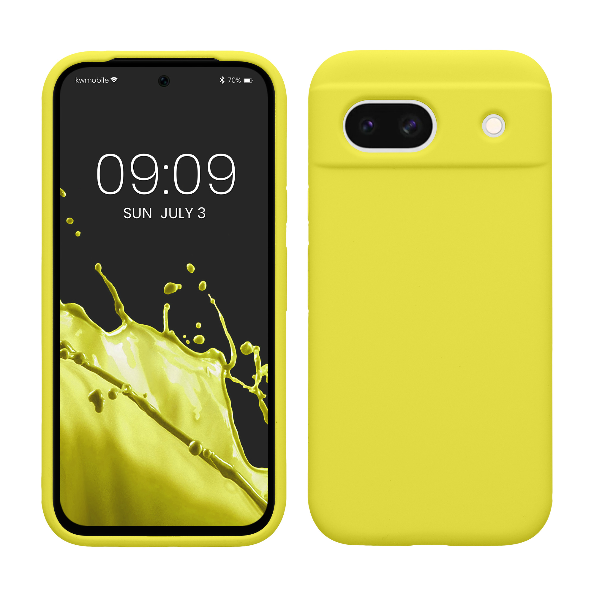 Gummierte Silikon Hülle für Google Pixel 8a in Zitronengelb