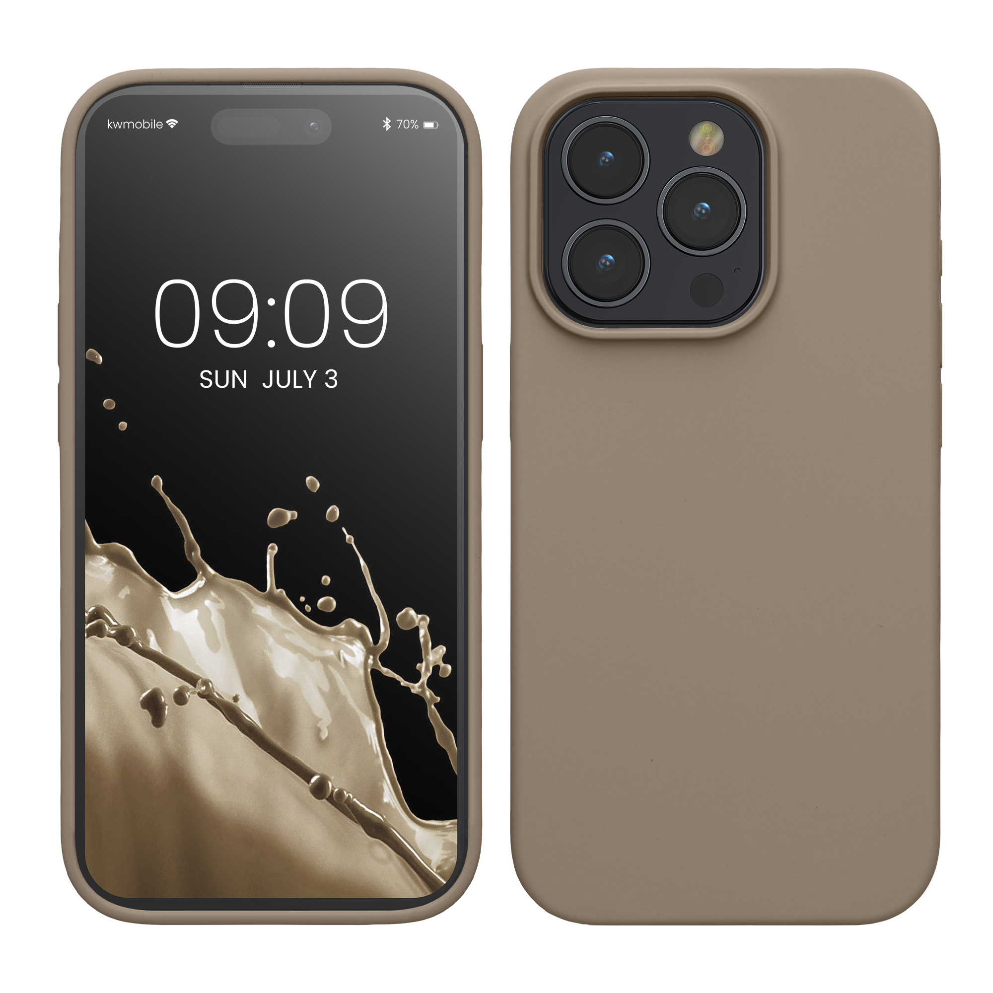 Gummierte Silikon Hülle für Apple iPhone 15 Pro in Taupe