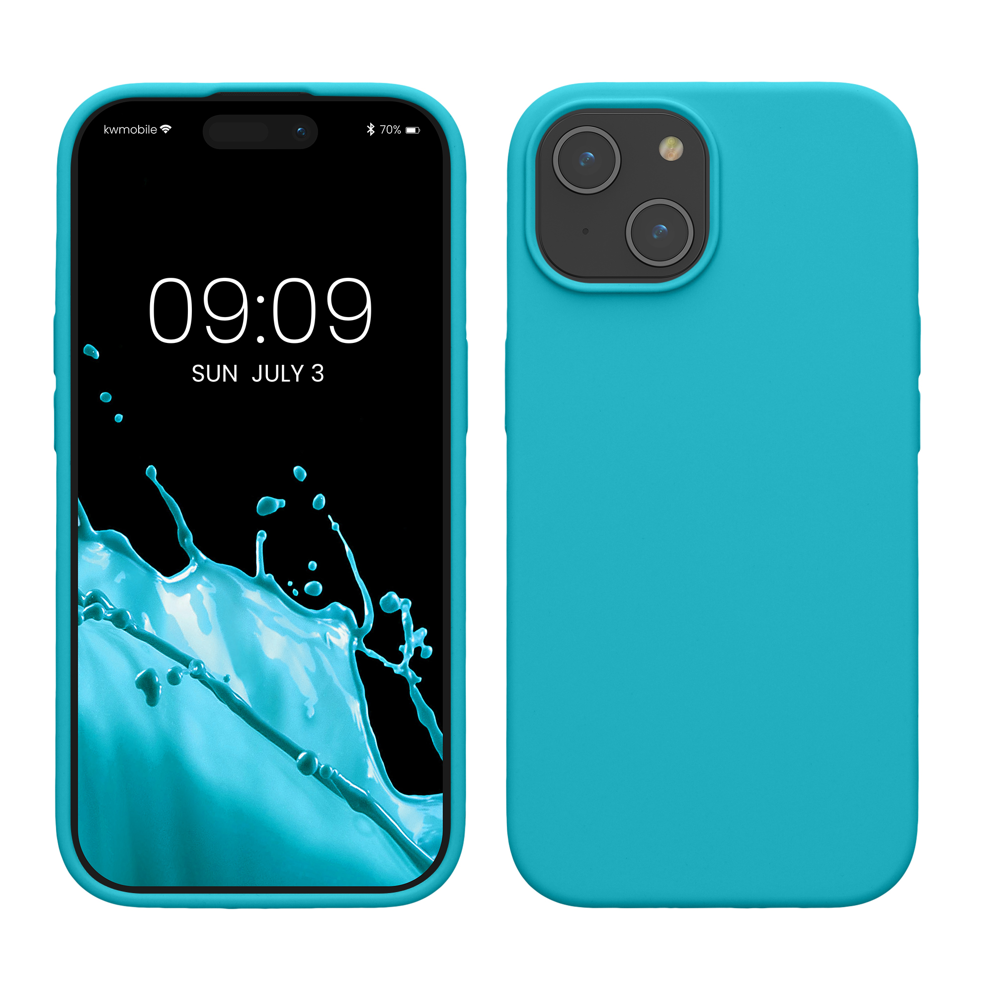 Gummierte Silikon Hülle für Apple iPhone 15 in Cool Glacier