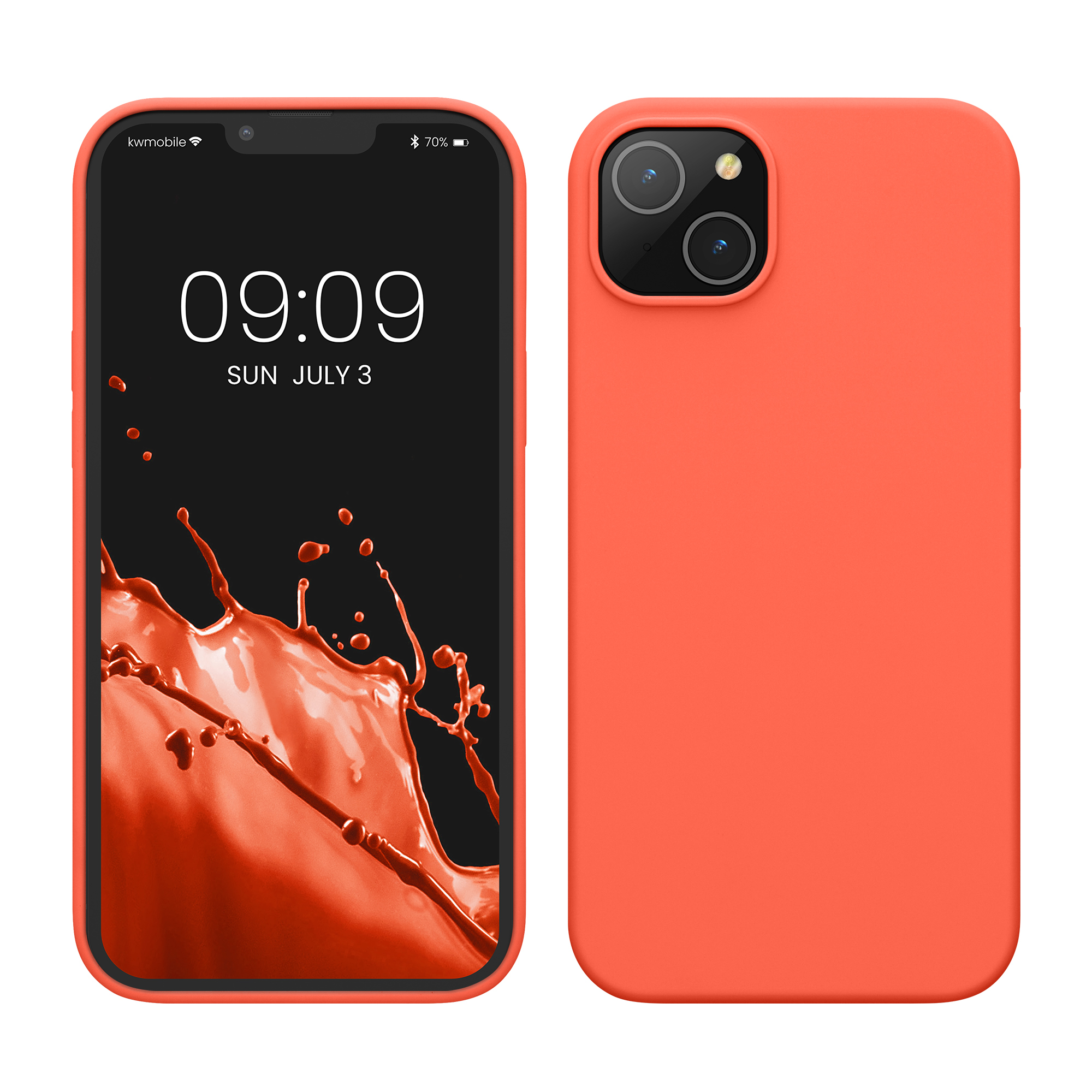 Cross selling Gummierte Silikon Hülle für Apple iPhone 14 Plus in Leuchtende Koralle