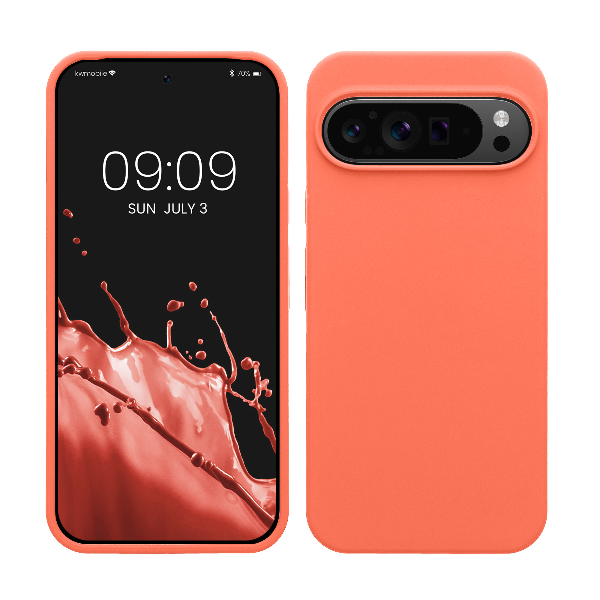 Gummierte Silikon Hülle für Google Pixel 9 Pro XL in Leuchtende Koralle