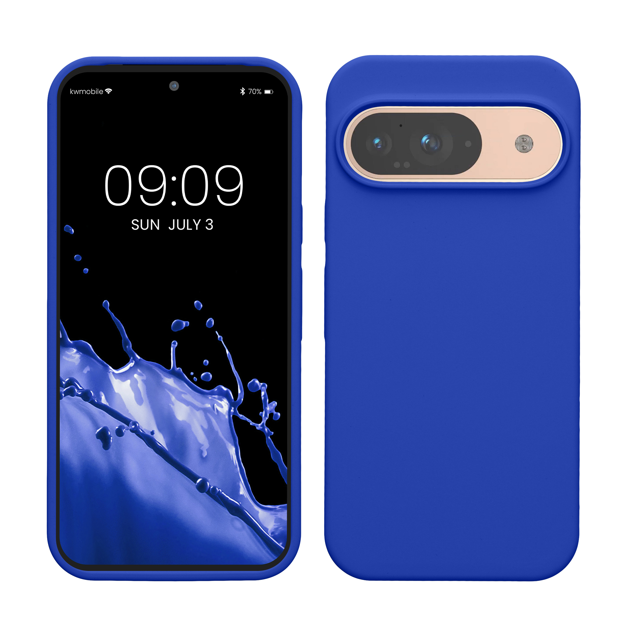Gummierte Silikon Hülle für Google Pixel 9 / Pixel 9 Pro in Baltik Blau