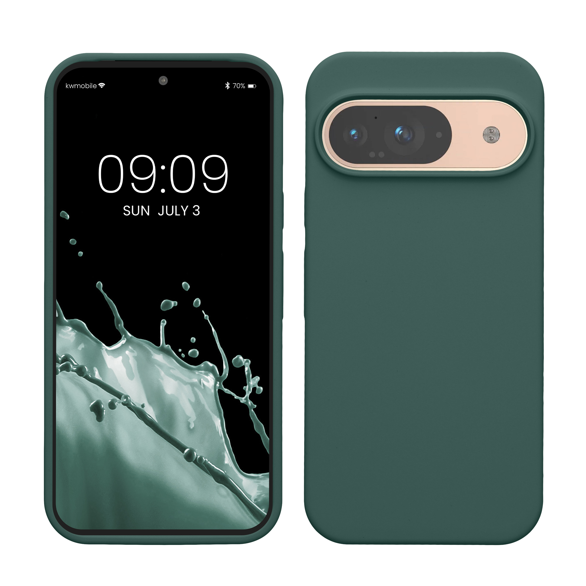 Gummierte Silikon Hülle für Google Pixel 9 / Pixel 9 Pro in Tannengrün