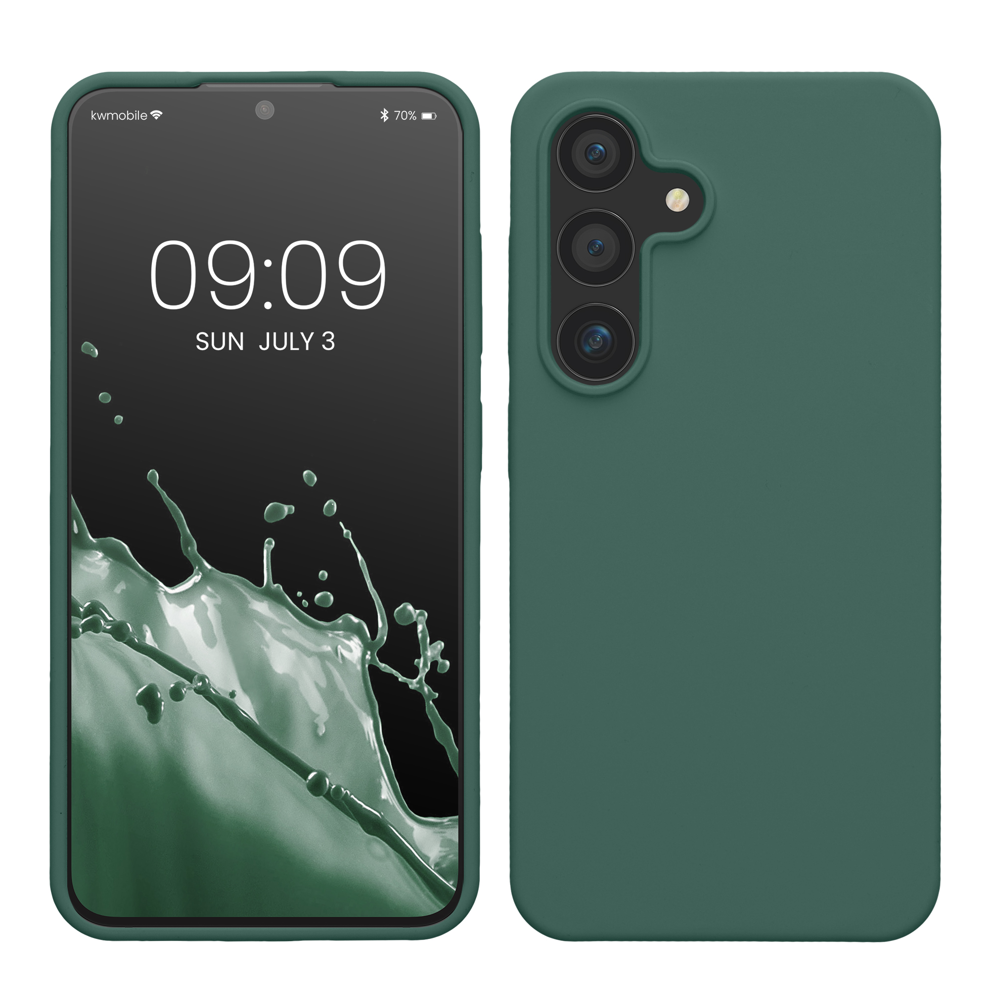 Gummierte Silikon Hülle für Samsung Galaxy S24 in Tannengrün