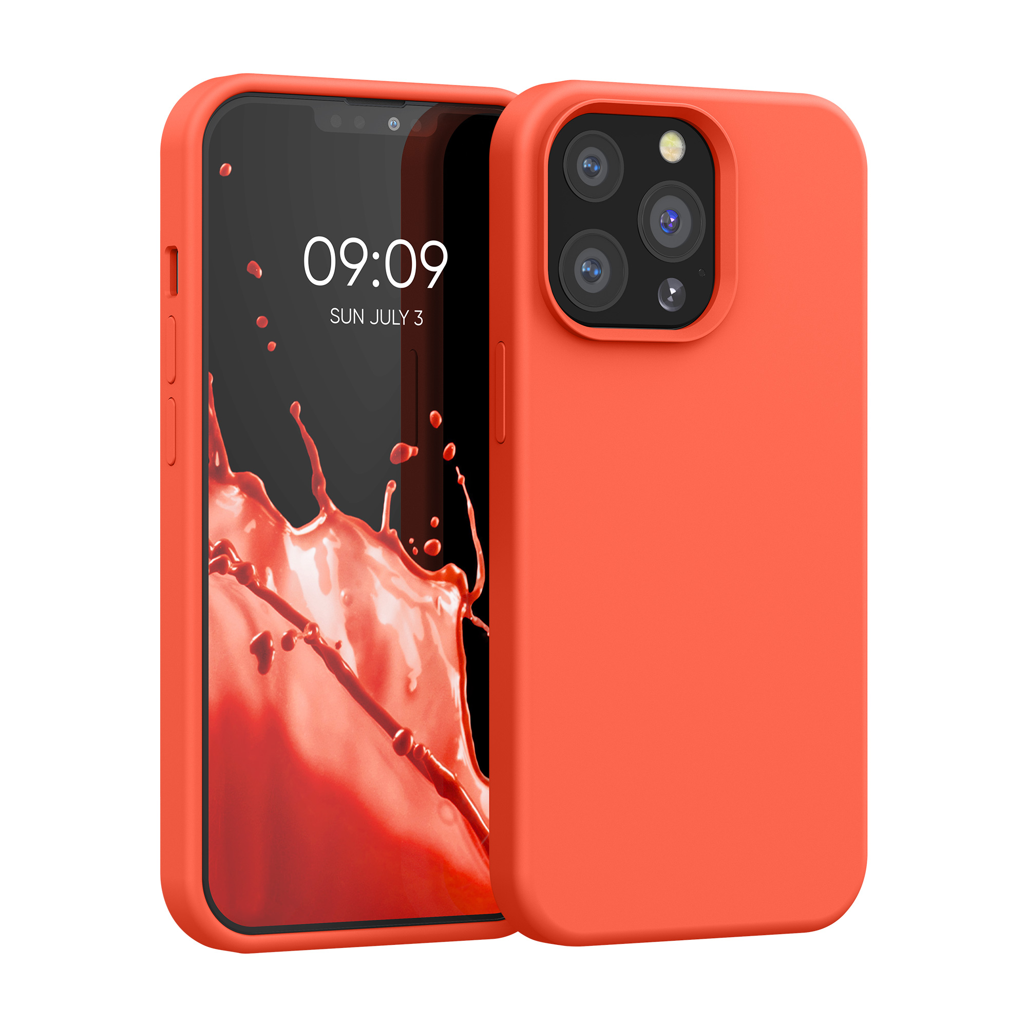Cross selling Gummierte Silikon Hülle für Apple iPhone 13 Pro in Leuchtende Koralle