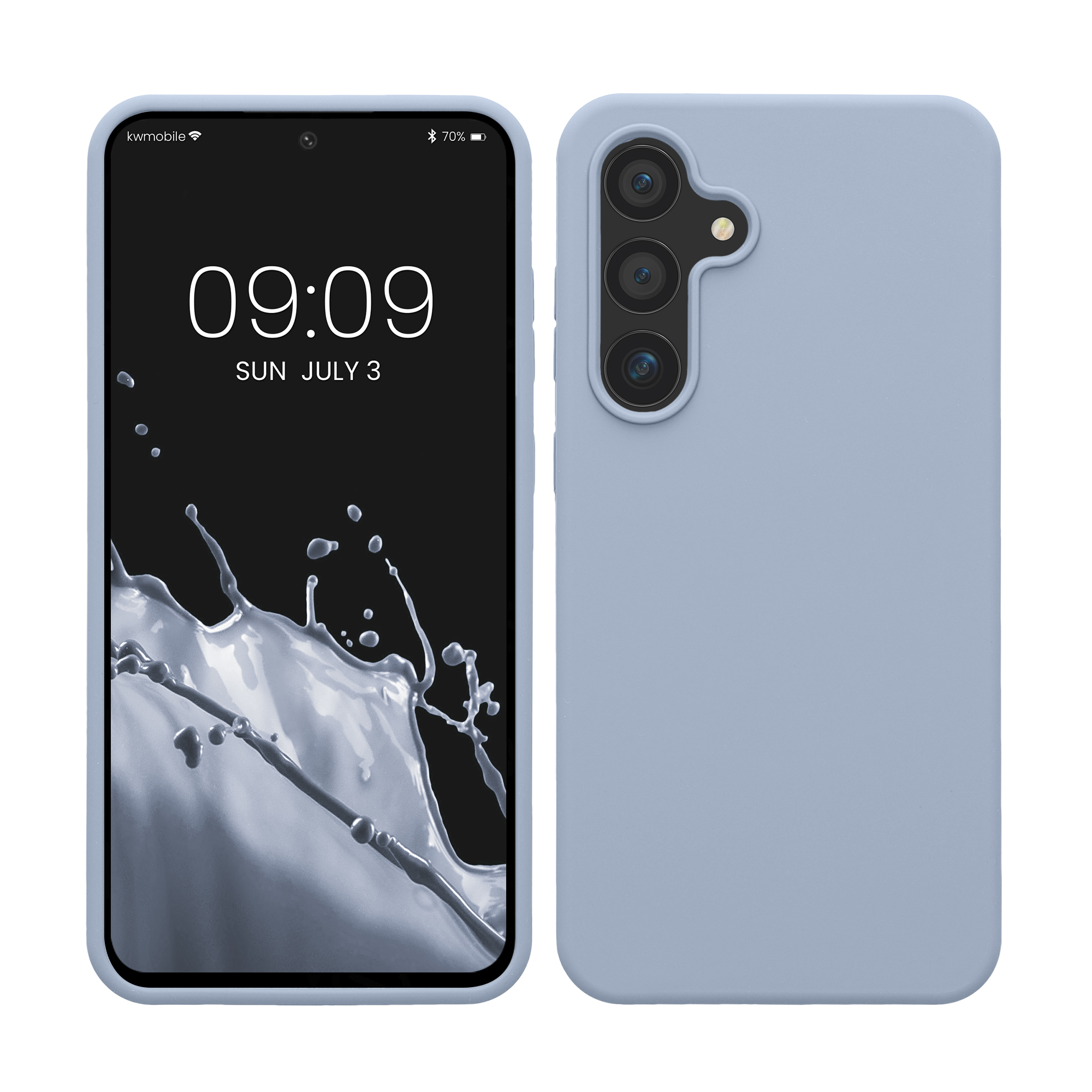 Gummierte Silikon Hülle für Samsung Galaxy S24 FE in Hellblau matt