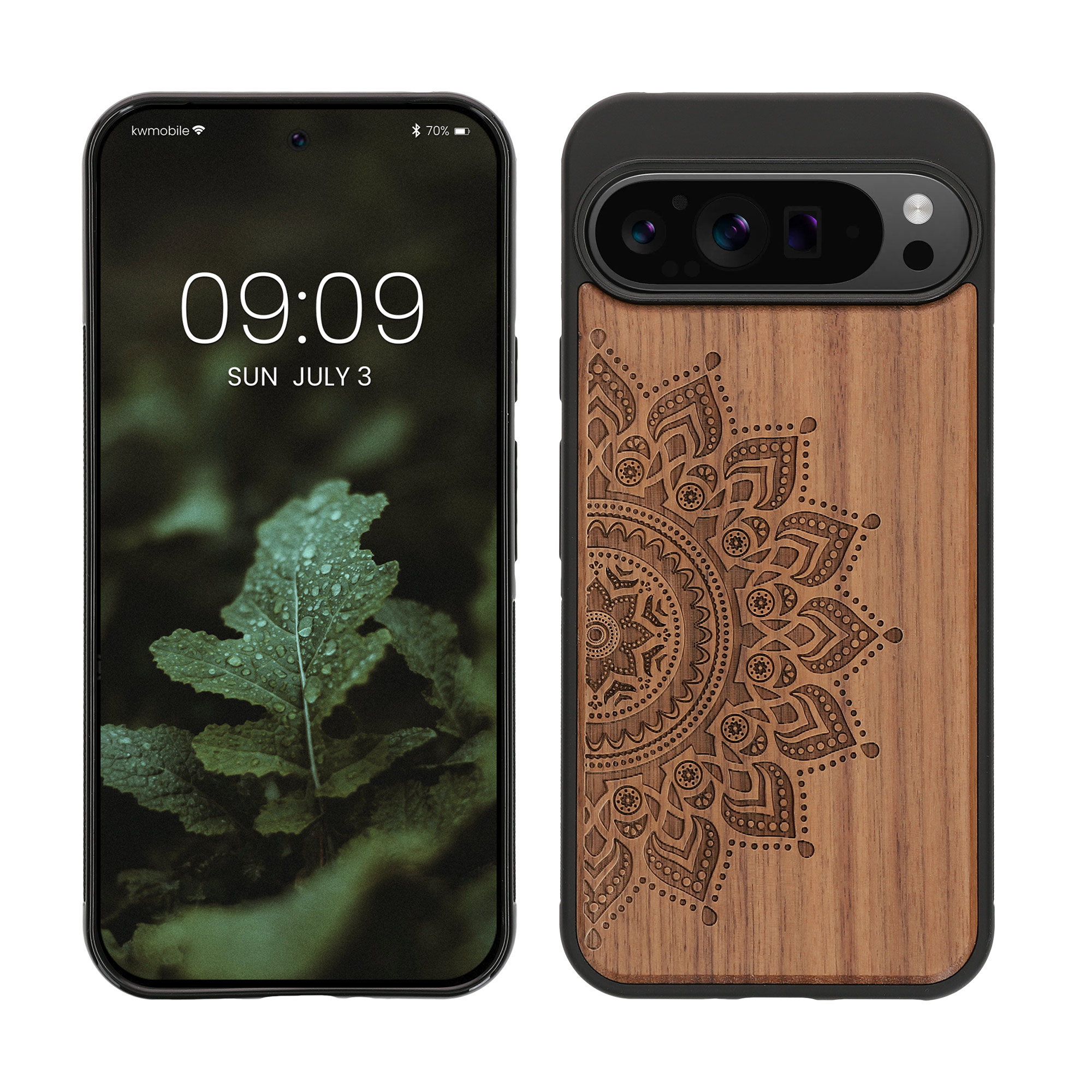 Holz Hardcase mit TPU Bumper für Google Pixel 9 Pro XL Aufgehende Sonne