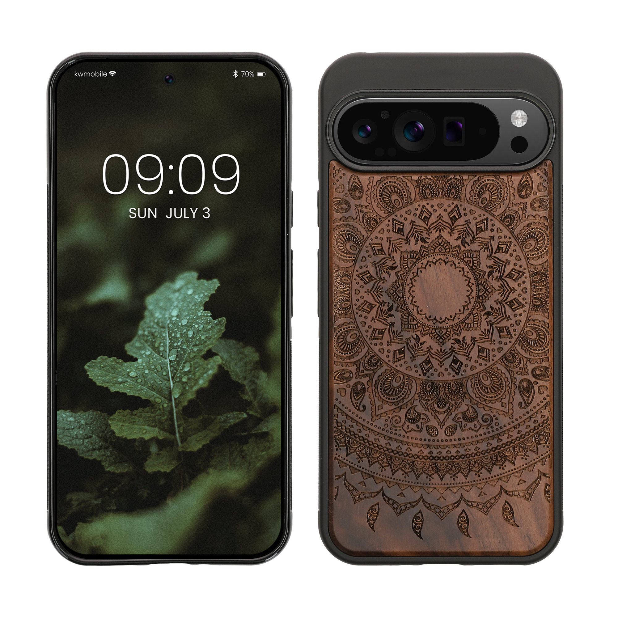 Holz Hardcase mit TPU Bumper für Google Pixel 9 Pro XL Indische Sonne