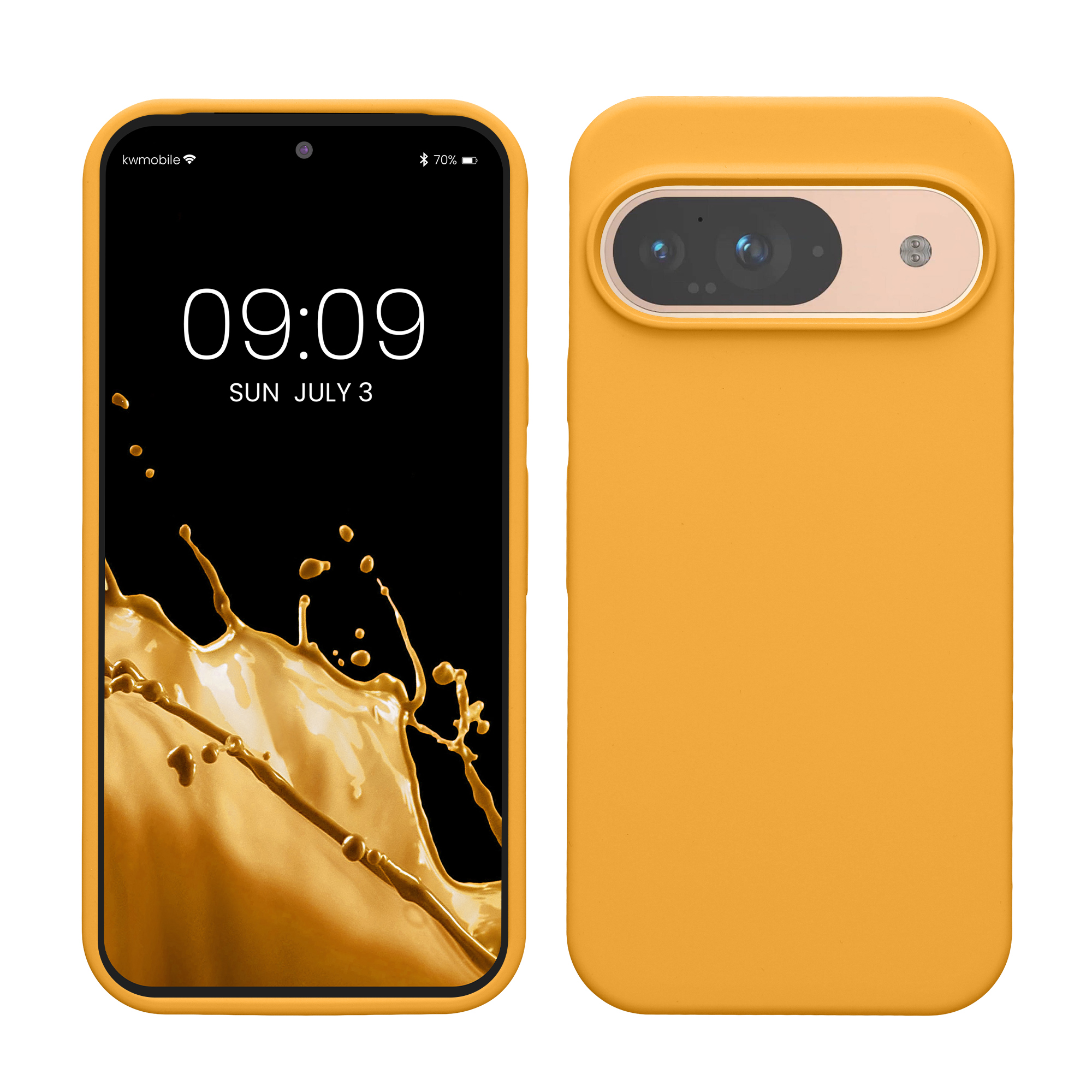 Gummierte Silikon Hülle für Google Pixel 9 / Pixel 9 Pro in Mango