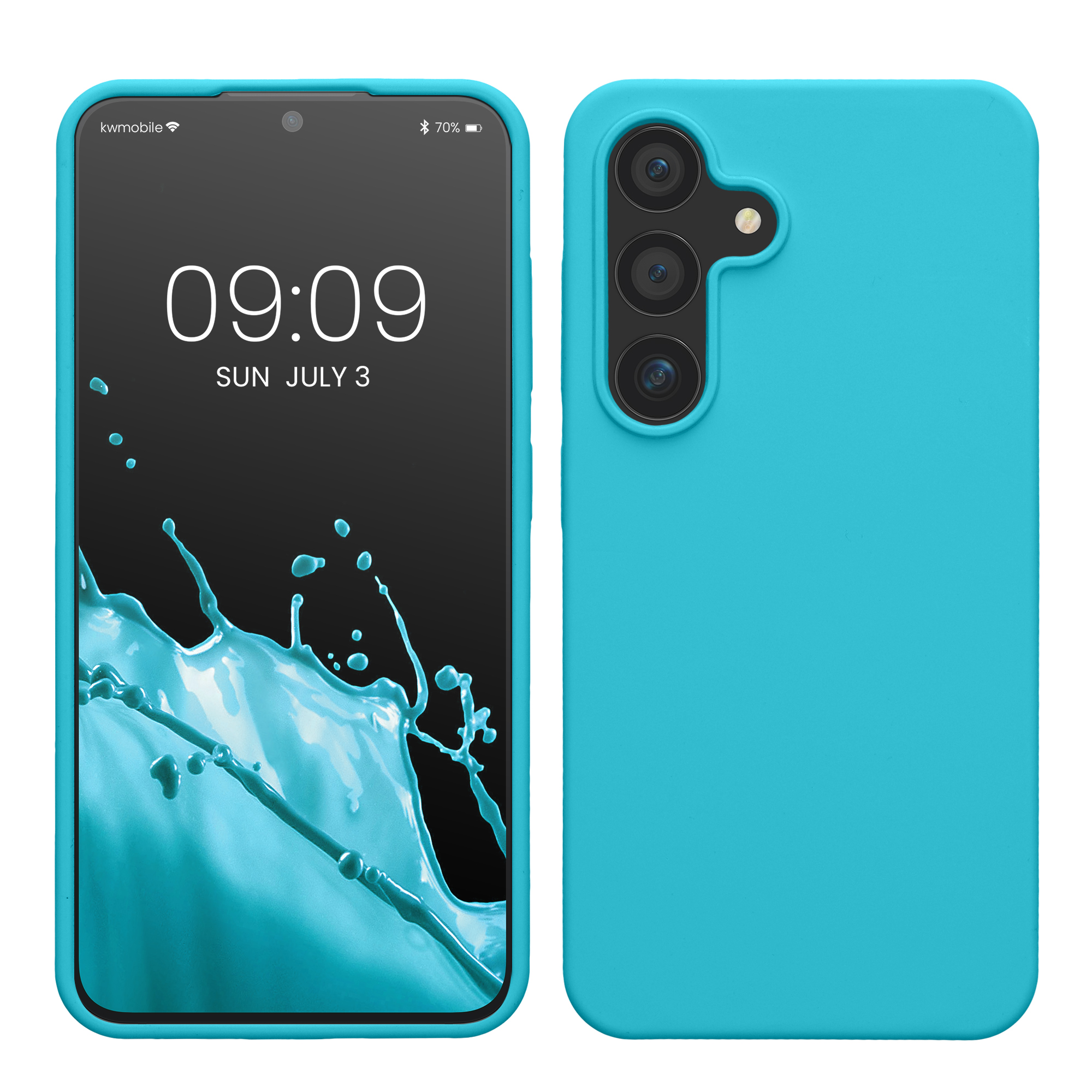 Gummierte Silikon Hülle für Samsung Galaxy S24 in Cool Glacier