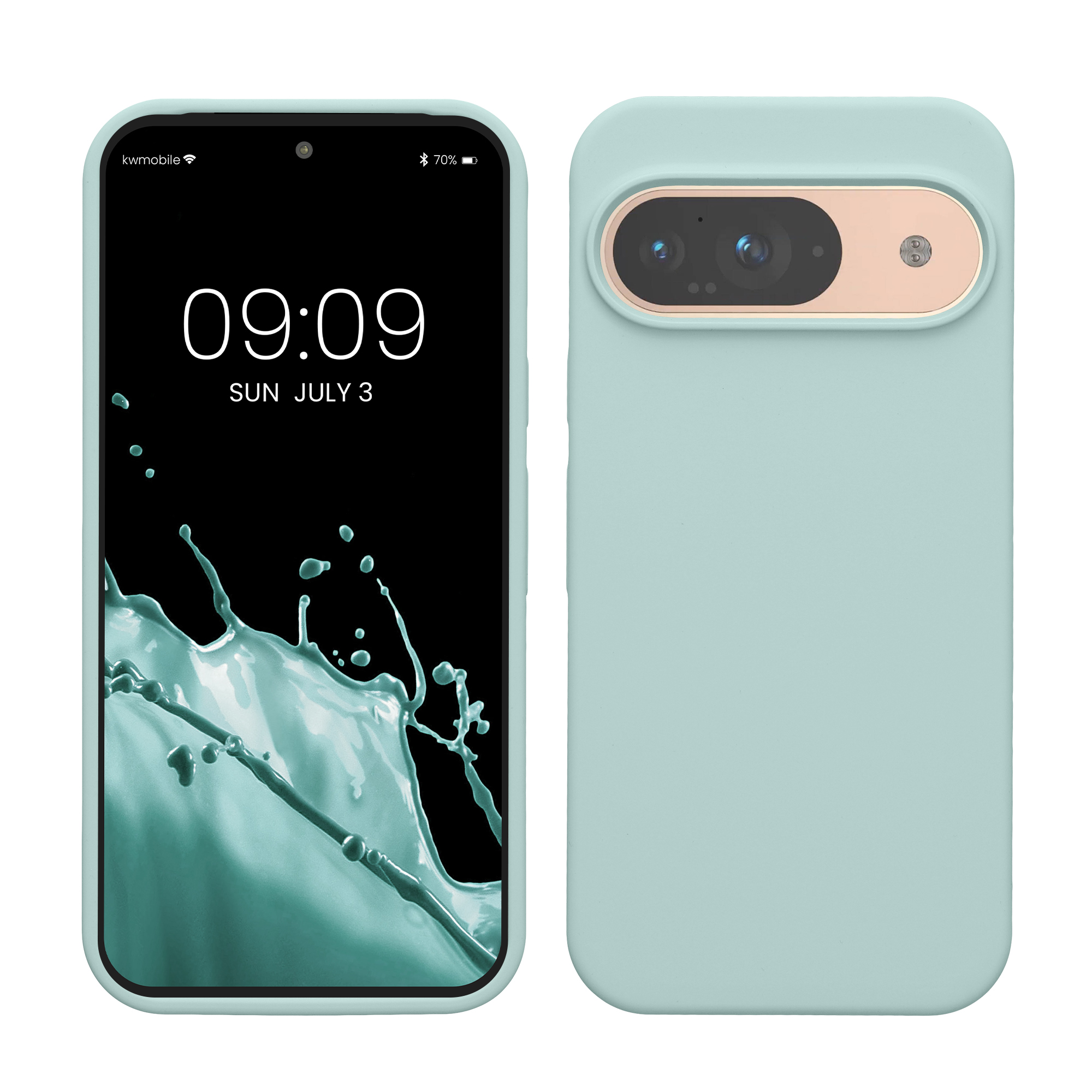 Gummierte Silikon Hülle für Google Pixel 9 / Pixel 9 Pro in Mintgrün matt