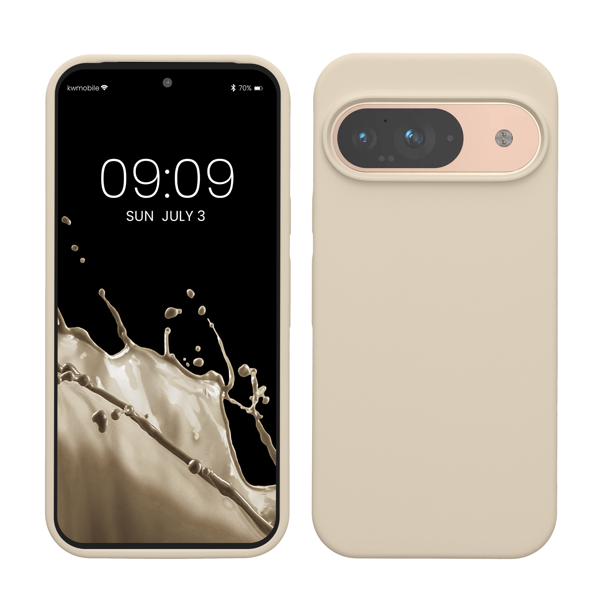 Gummierte Silikon Hülle für Google Pixel 9 / Pixel 9 Pro in Creme