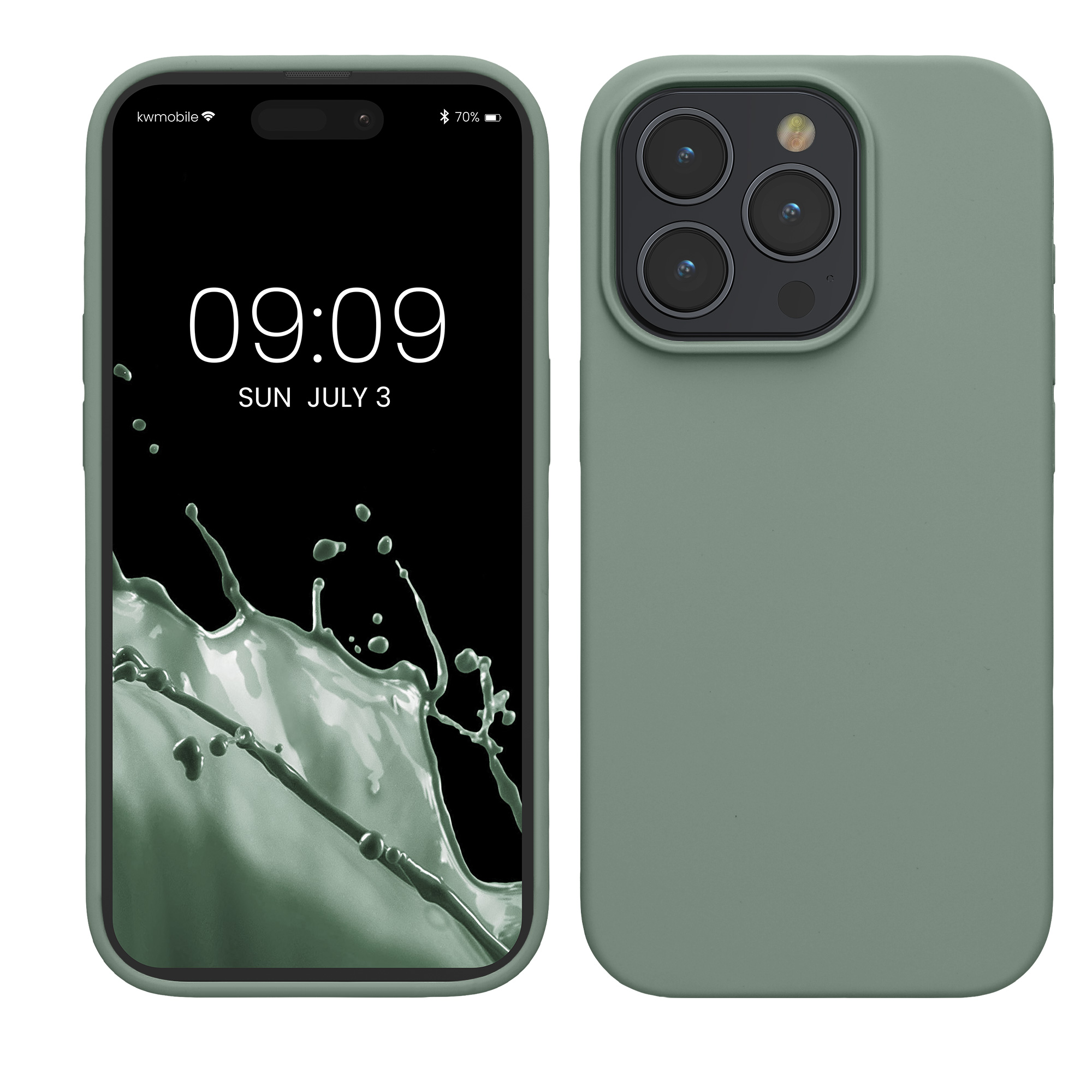 Gummierte Silikon Hülle für Apple iPhone 15 Pro Max in Rainwashed Grün