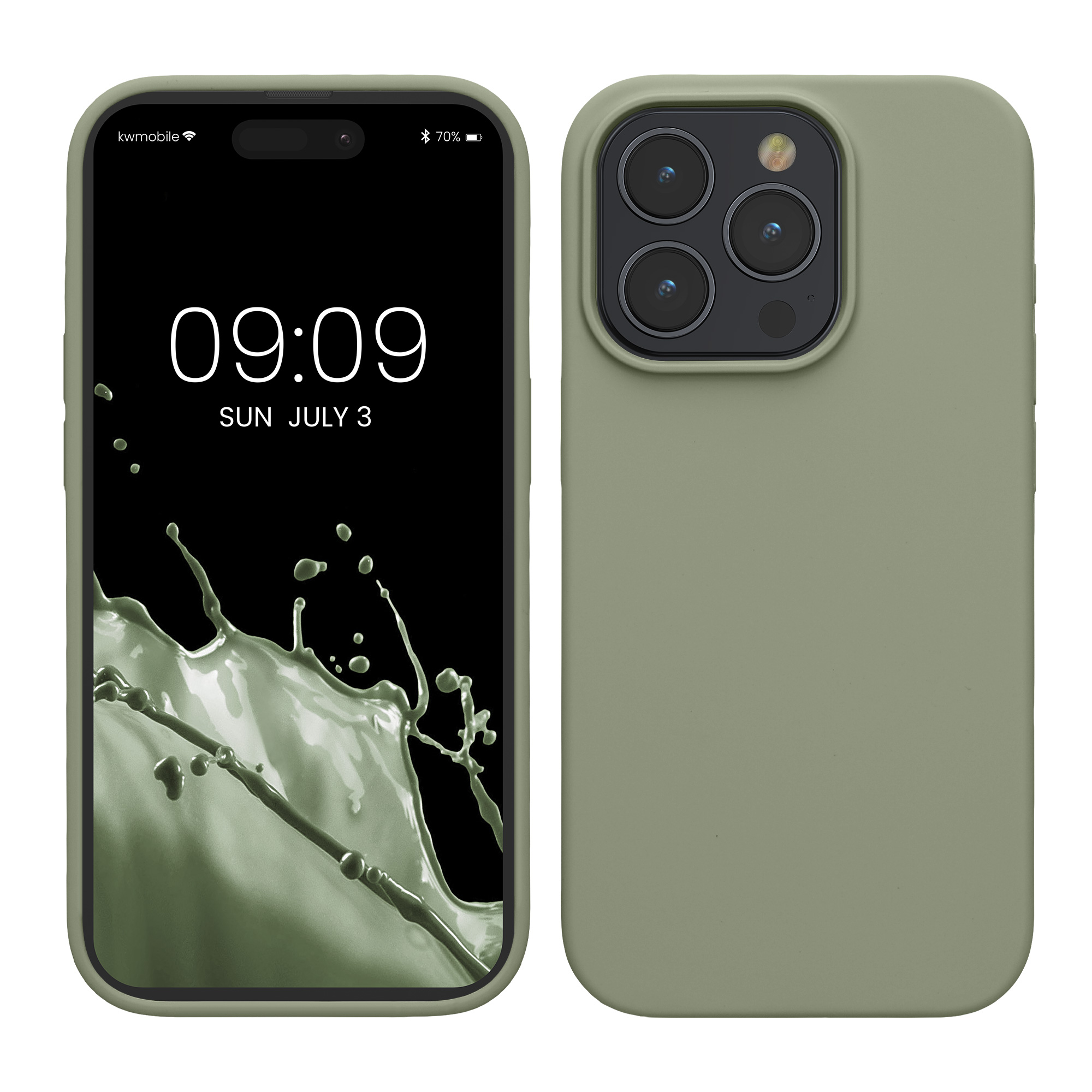 Gummierte Silikon Hülle für Apple iPhone 15 Pro Max in Graugrün