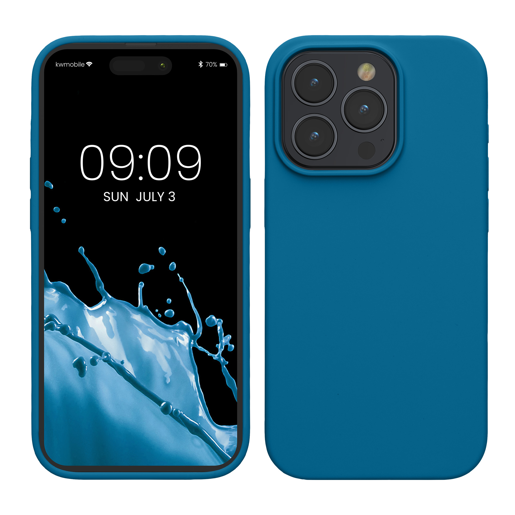 Gummierte Silikon Hülle für Apple iPhone 15 Pro Max in Karibikblau