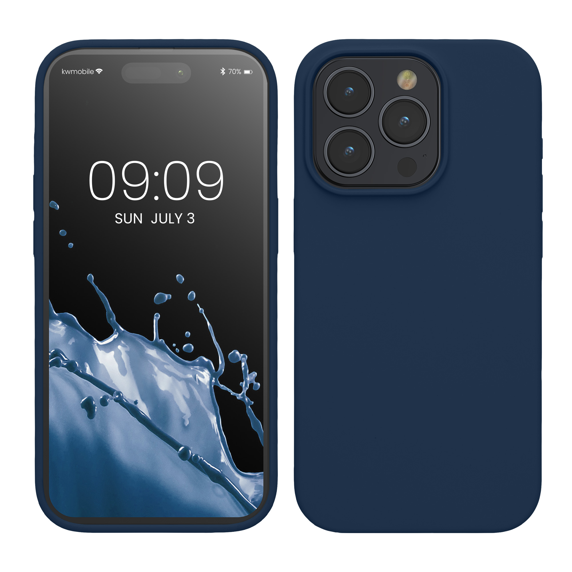 Gummierte Silikon Hülle für Apple iPhone 15 Pro in Marineblau