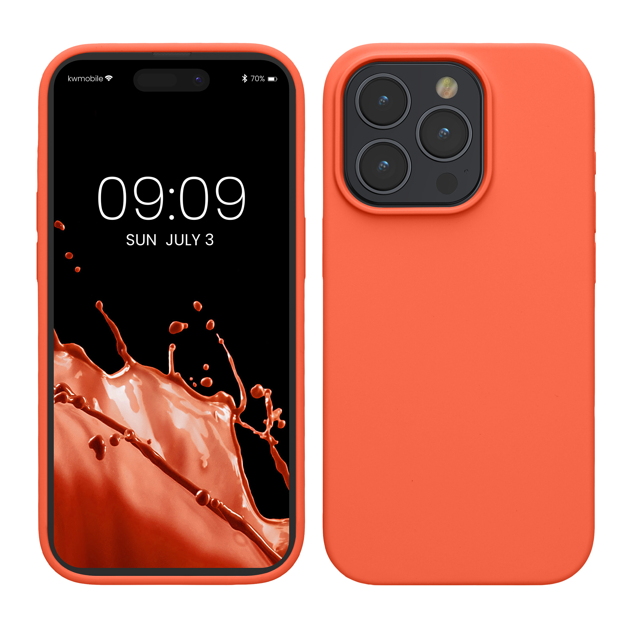 Gummierte Silikon Hülle für Apple iPhone 15 Pro Max in Leuchtende Koralle