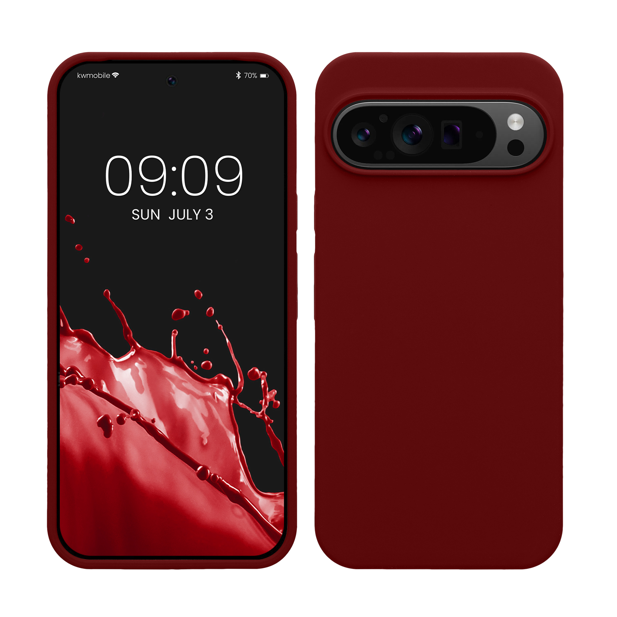 Gummierte Silikon Hülle für Google Pixel 9 Pro XL in Rhabarber Rot