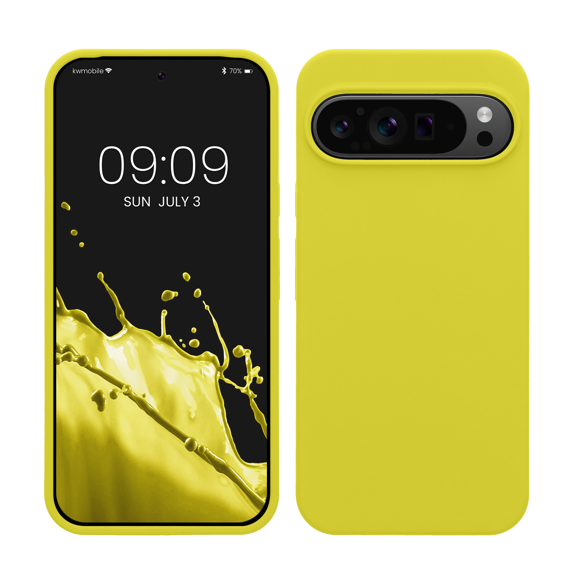 Gummierte Silikon Hülle für Google Pixel 9 Pro XL in Zitronengelb