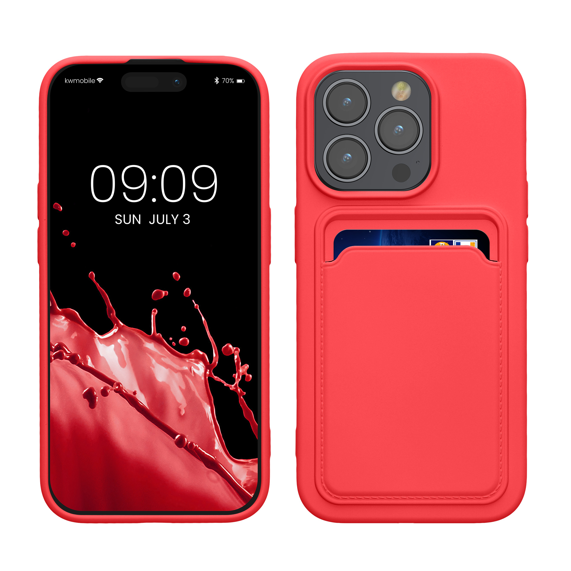 TPU Hülle mit Kartenfach für Apple iPhone 15 Pro Neon Pink