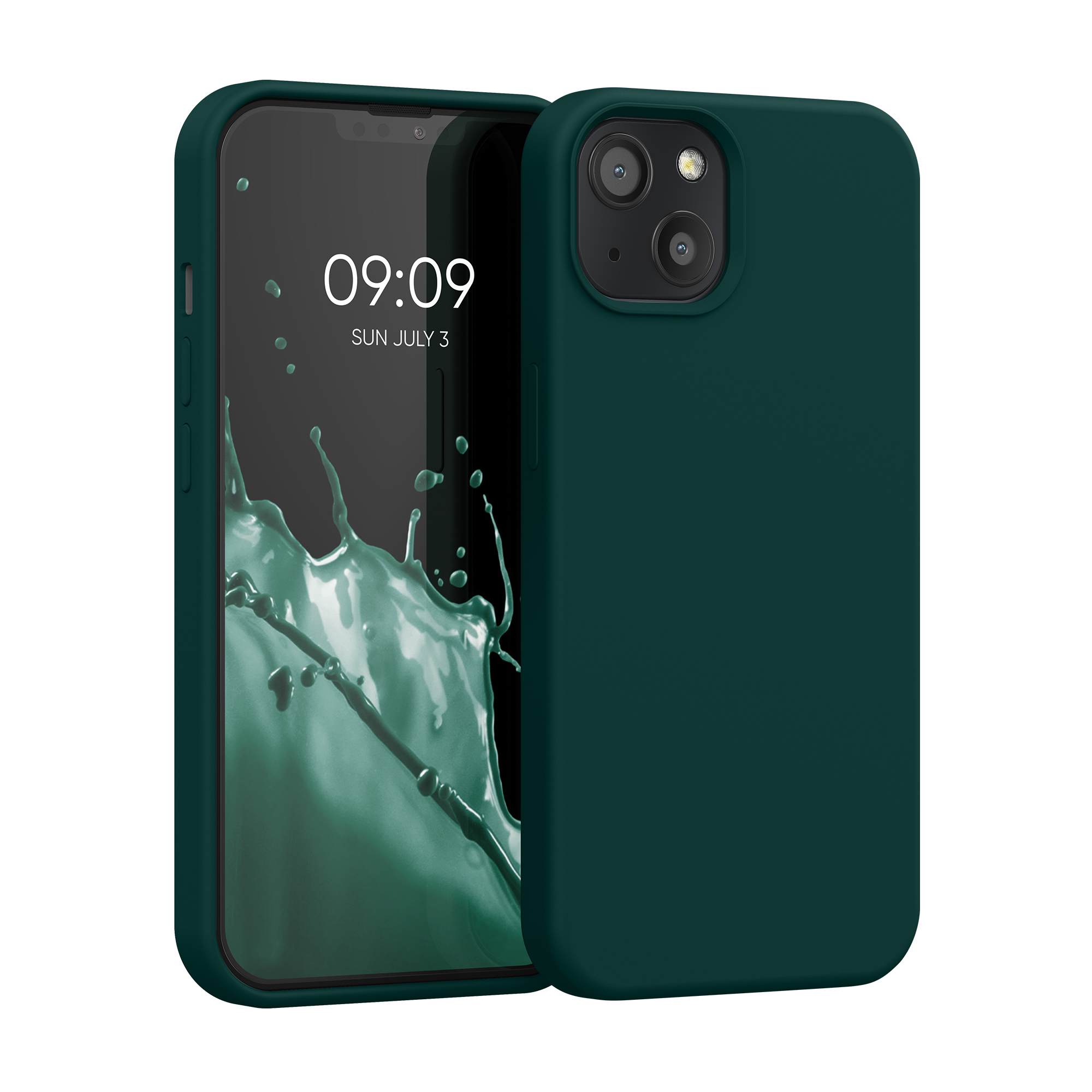 Gummierte Silikon Hülle für Apple iPhone 13 in Türkisgrün