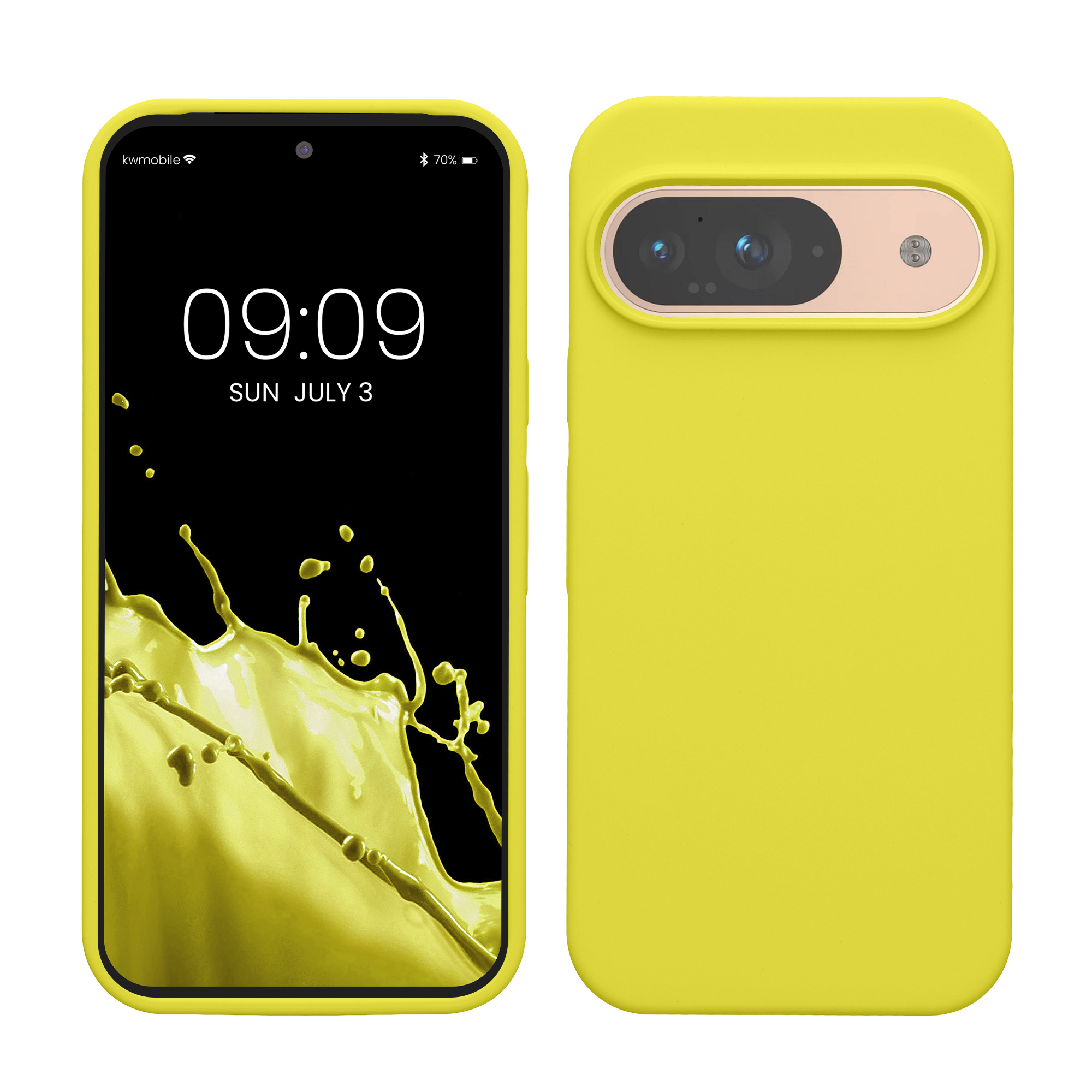 Gummierte Silikon Hülle für Google Pixel 9 / Pixel 9 Pro in Zitronengelb