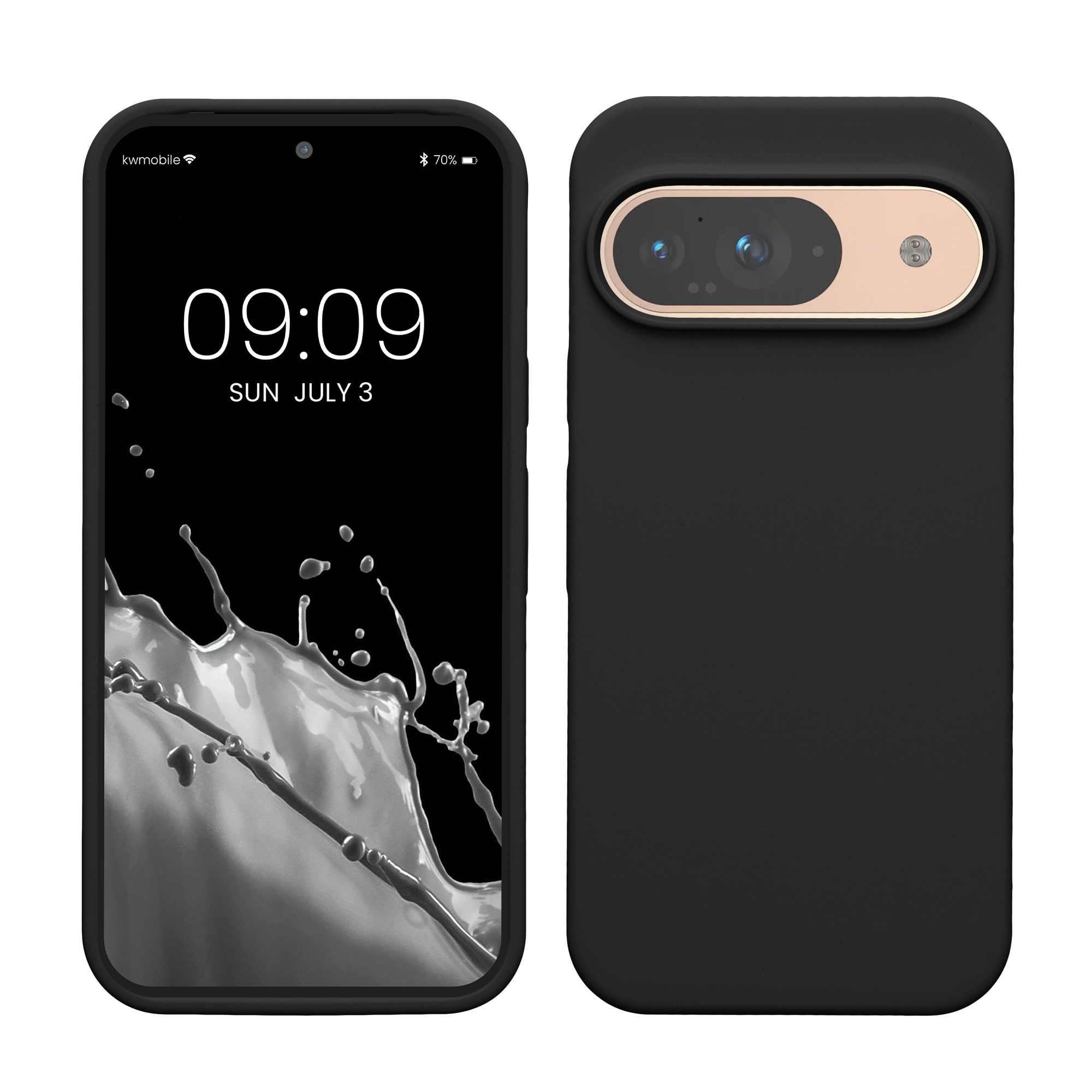 Gummierte Silikon Hülle für Google Pixel 9 / Pixel 9 Pro in Schwarz matt