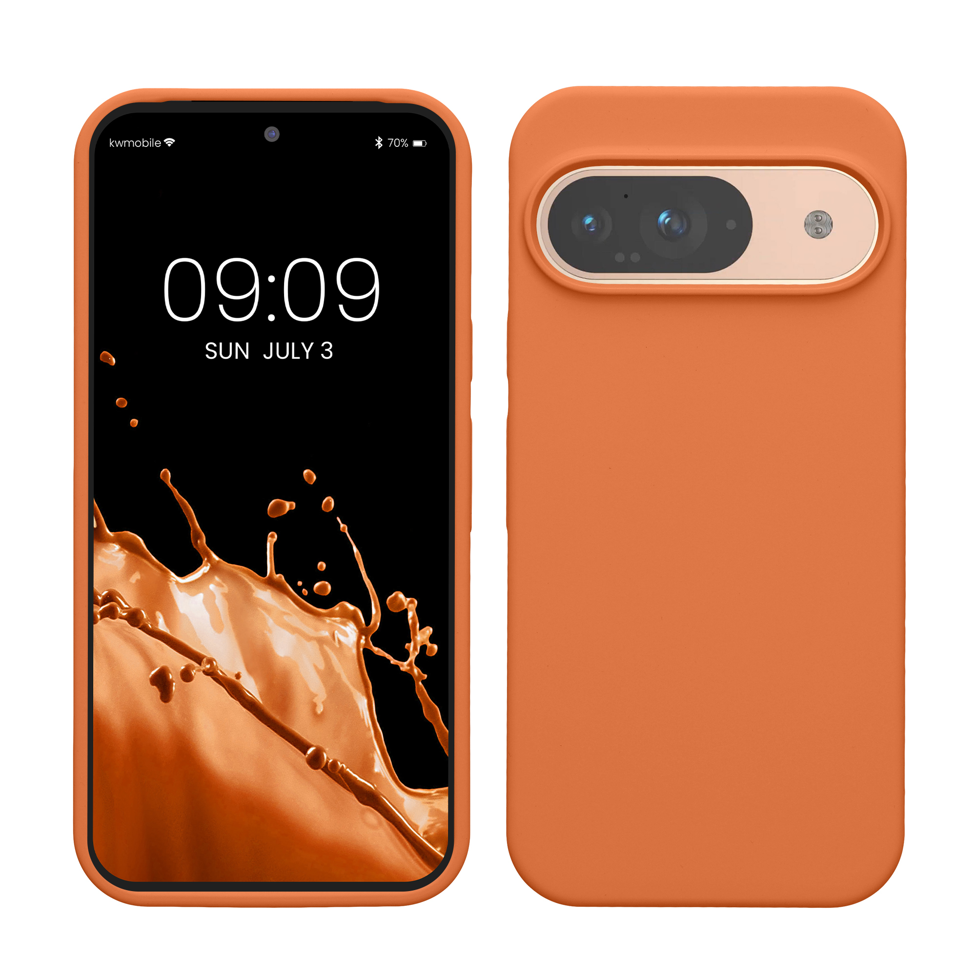 Gummierte Silikon Hülle für Google Pixel 9 / Pixel 9 Pro in Warme Aprikose