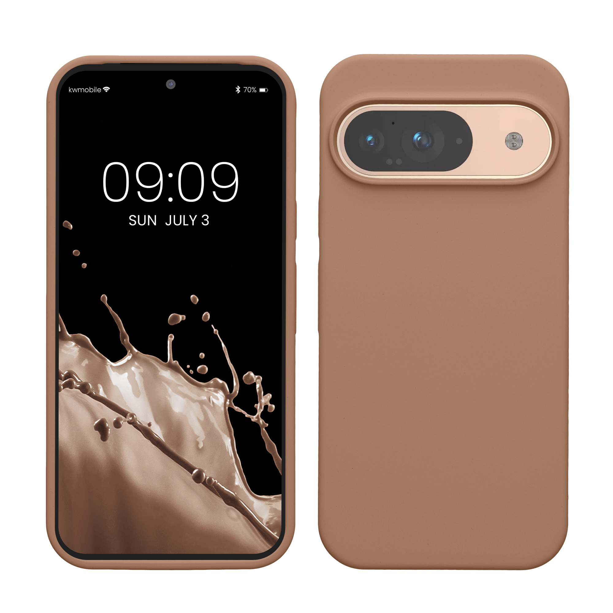 Gummierte Silikon Hülle für Google Pixel 9 / Pixel 9 Pro in Cappuccino