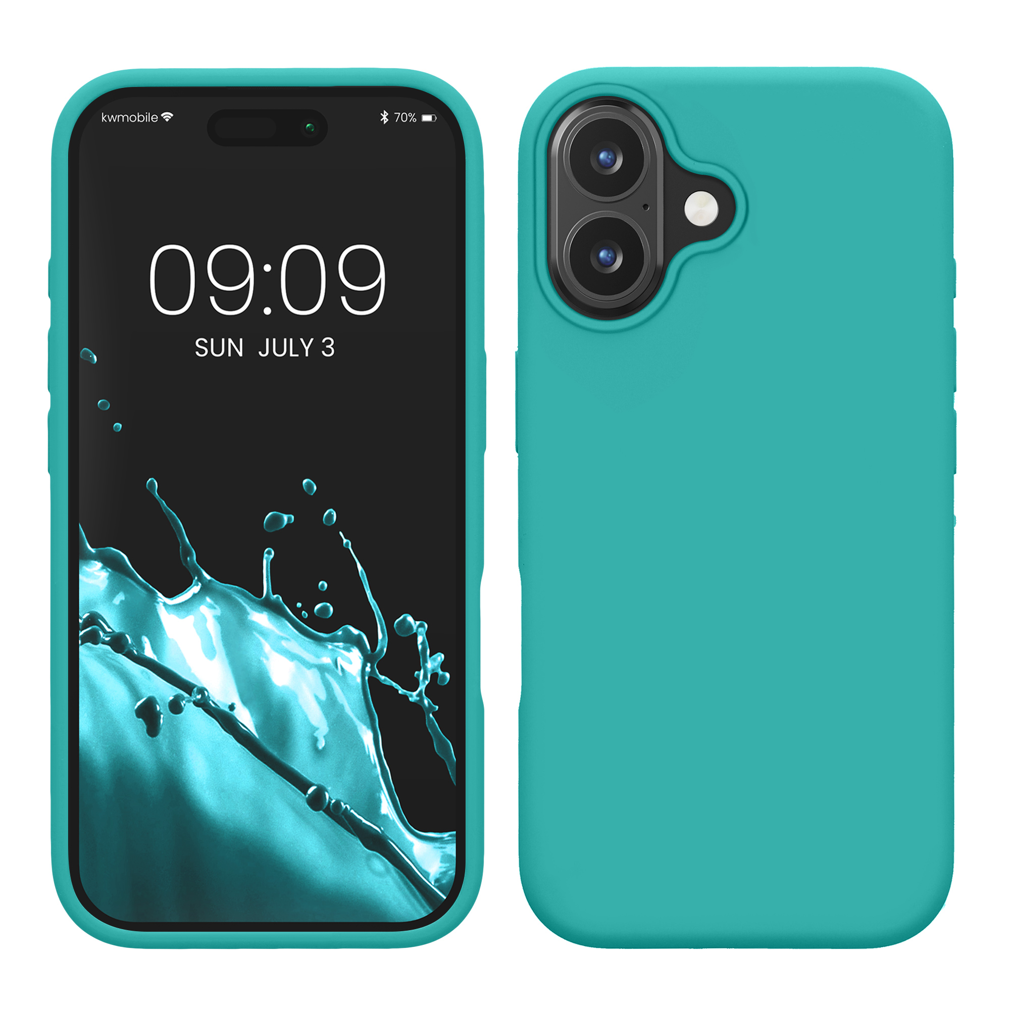Gummierte Silikon Hülle für Apple iPhone 16 Plus in Türkis