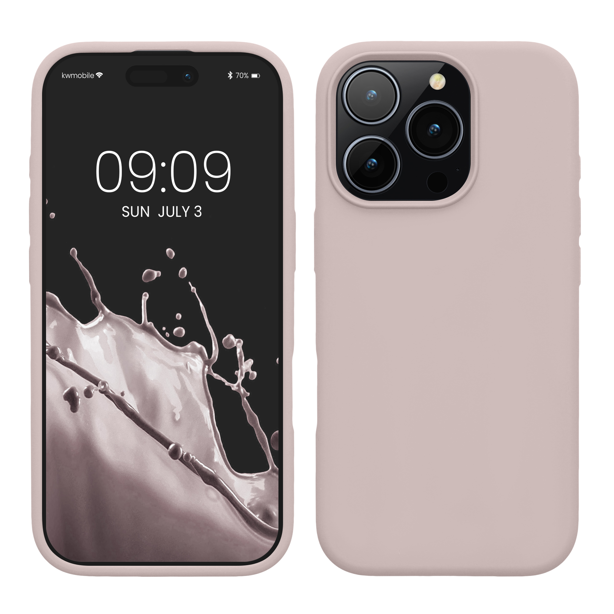 Gummierte Silikon Hülle für Apple iPhone 16 Pro in Altrosa