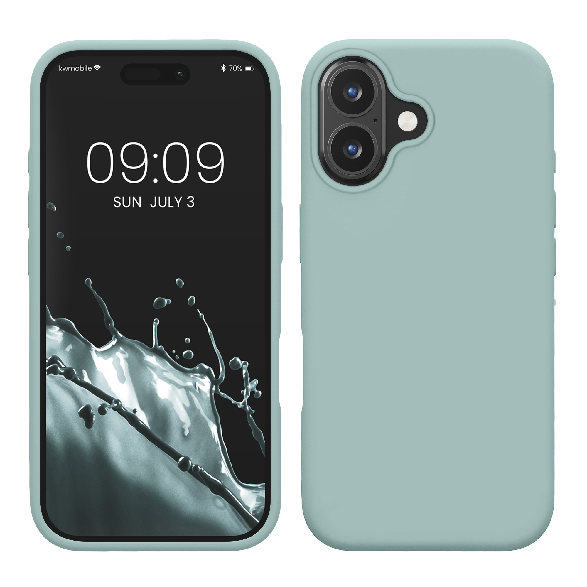 Gummierte Silikon Hülle für Apple iPhone 16 Plus in Mintgrün