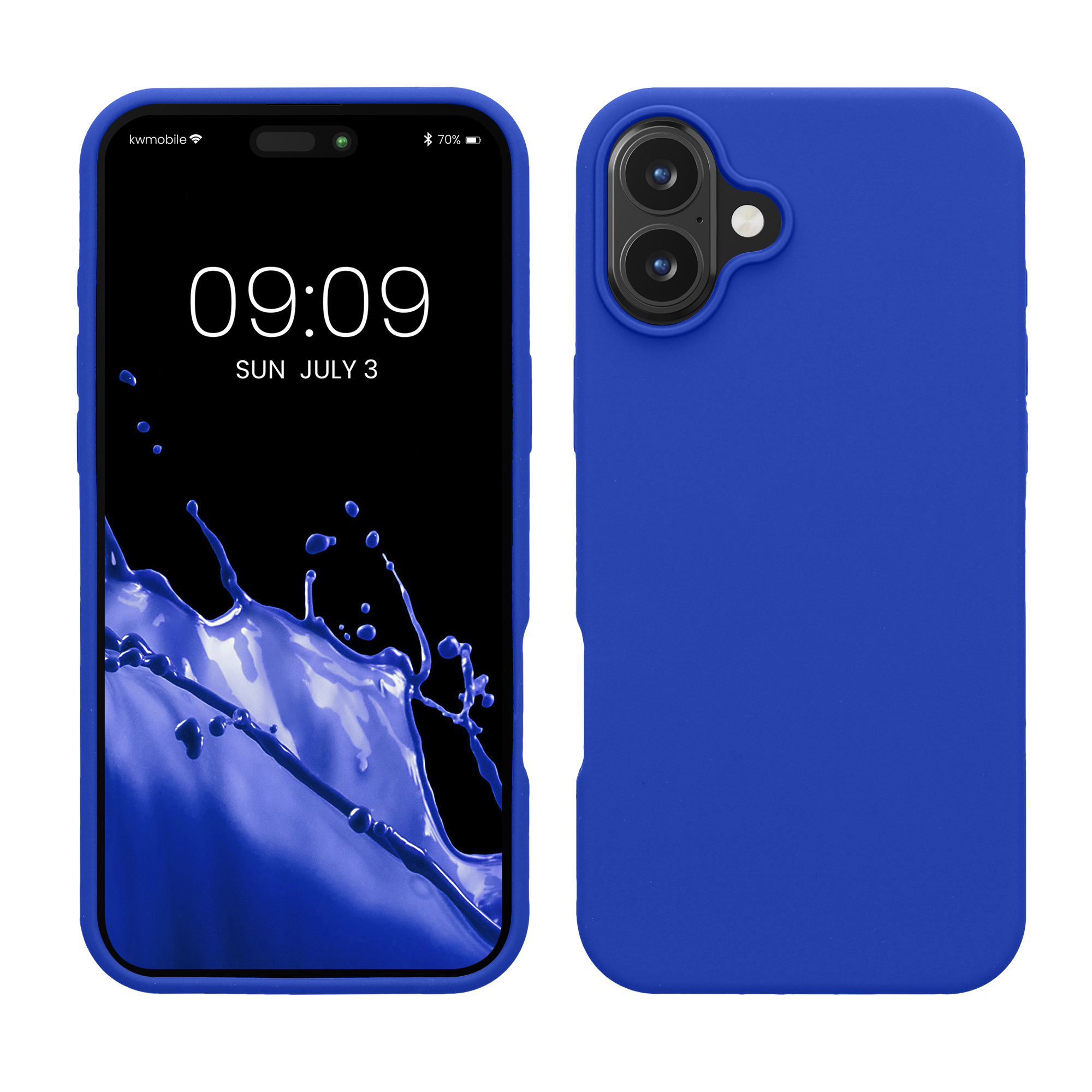 Gummierte Silikon Hülle für Apple iPhone 16 Plus in Baltik Blau