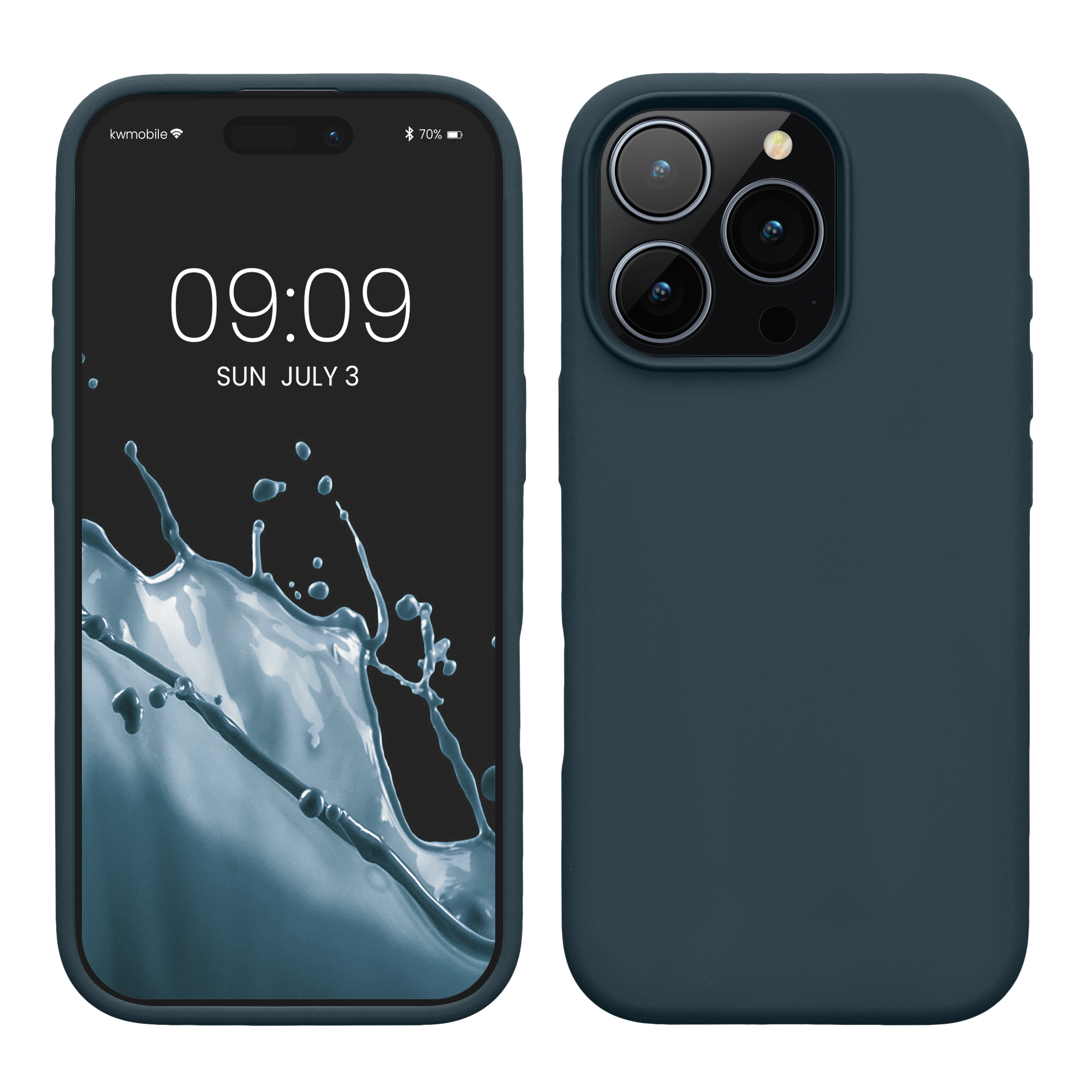 Gummierte Silikon Hülle für Apple iPhone 16 Pro in Dunkler Schiefer