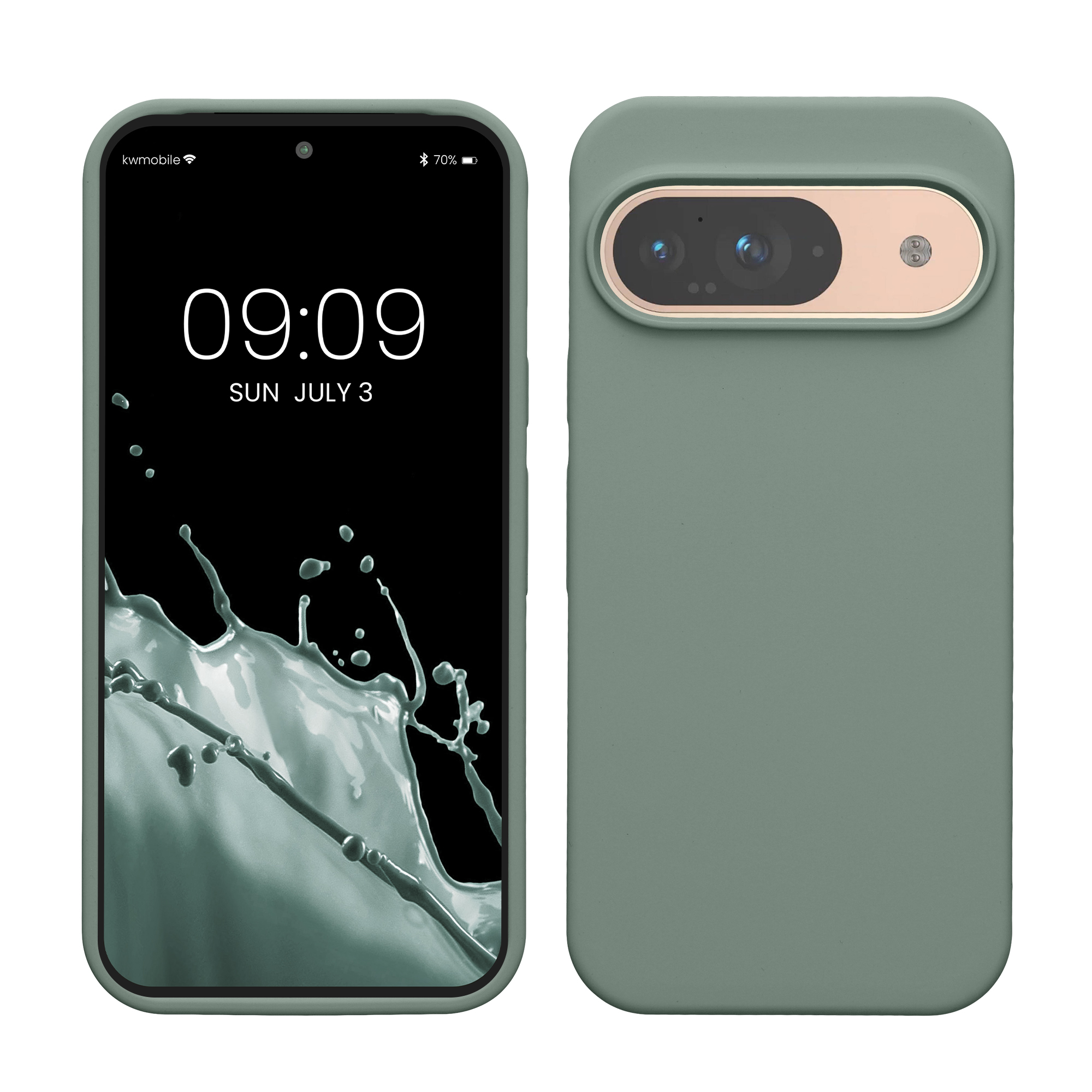 Gummierte Silikon Hülle für Google Pixel 9 / Pixel 9 Pro in Rainwashed Grün