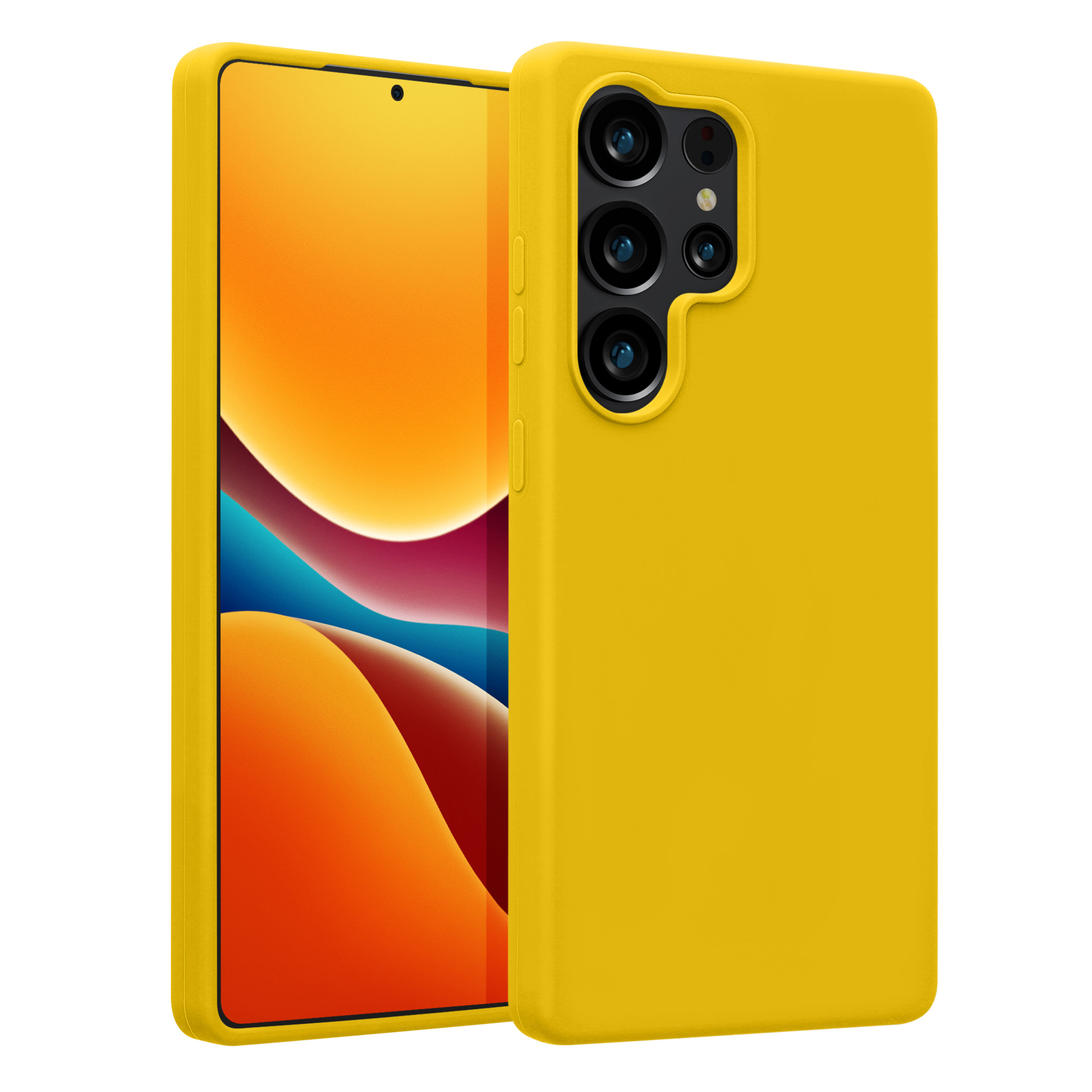 Gummierte Silikon Hülle für Samsung Galaxy S25 Ultra in Strahlend Gelb