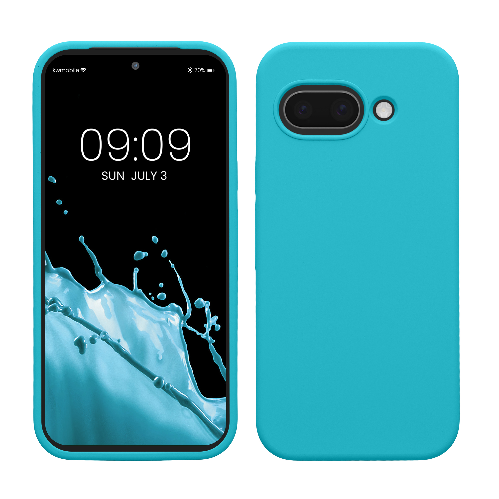 Gummierte Silikon Hülle für Google Pixel 9a in Cool Glacier