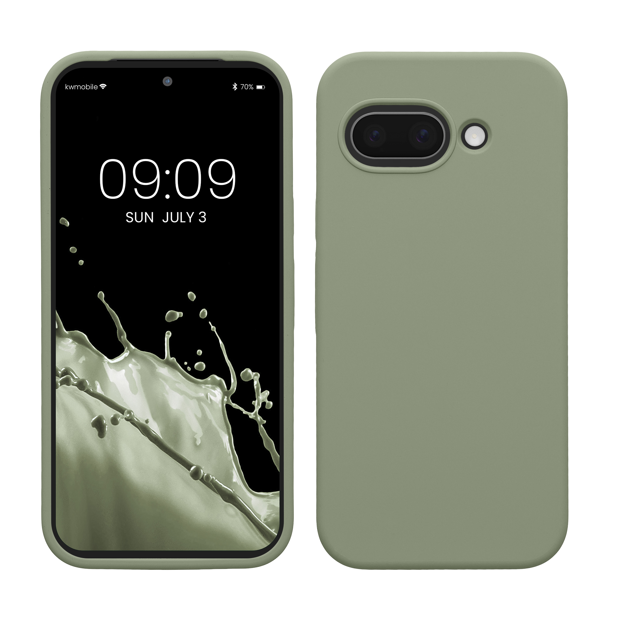 Gummierte Silikon Hülle für Google Pixel 9a in Graugrün